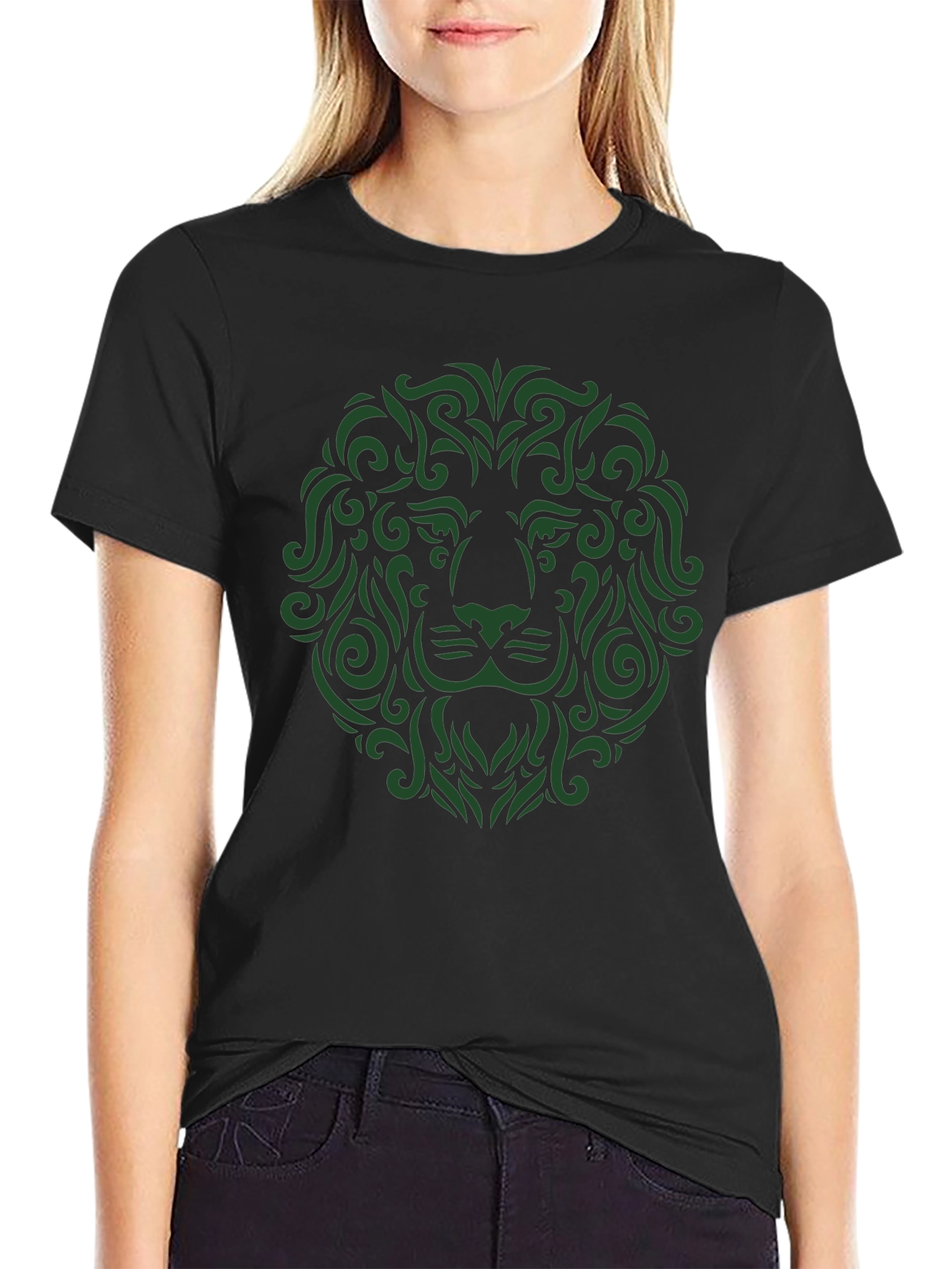 Lion Art Graphic Tee - Stylish Mens Black T-Shirt