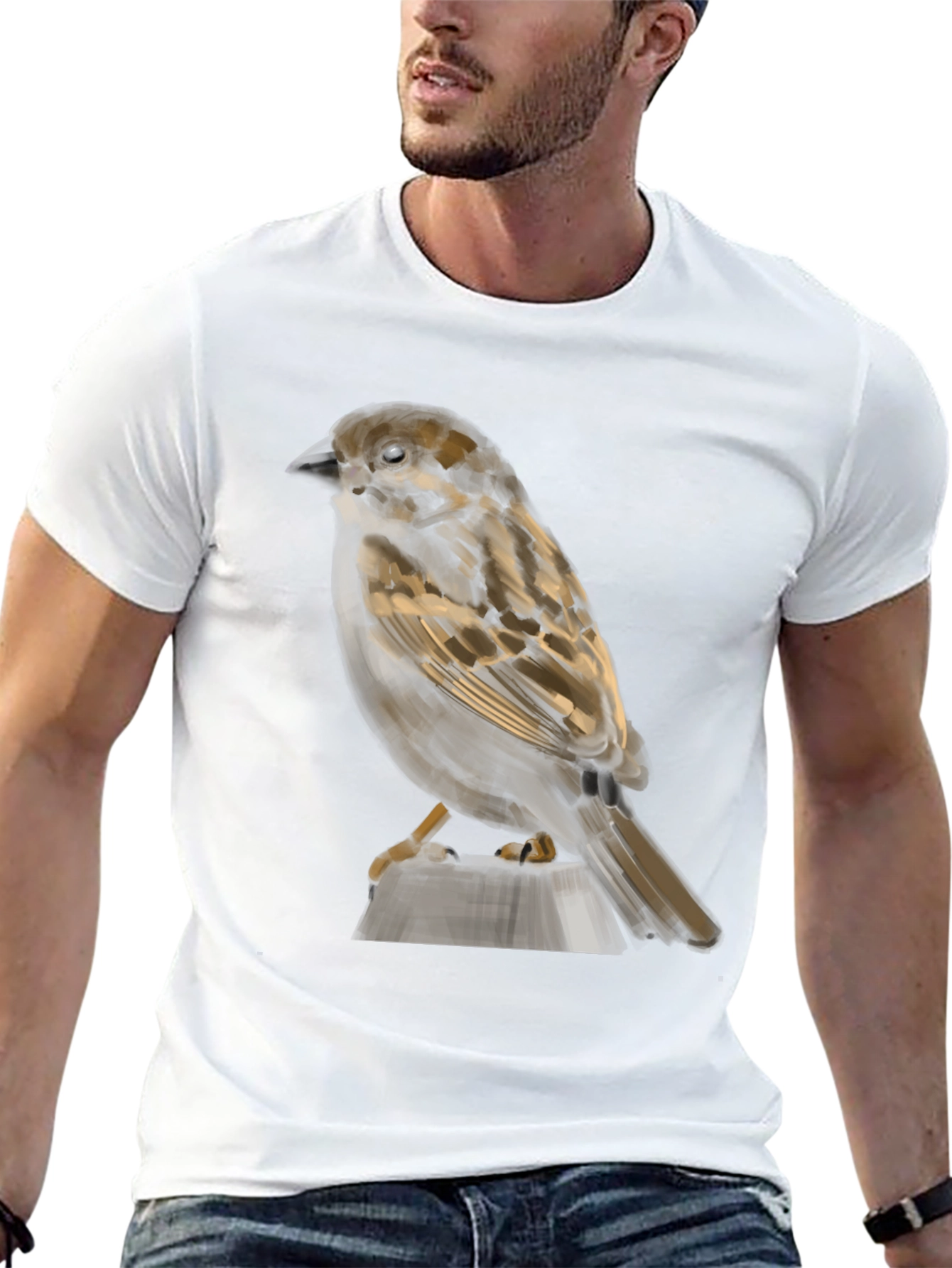 Sparrow Graphic Print Black T-Shirt