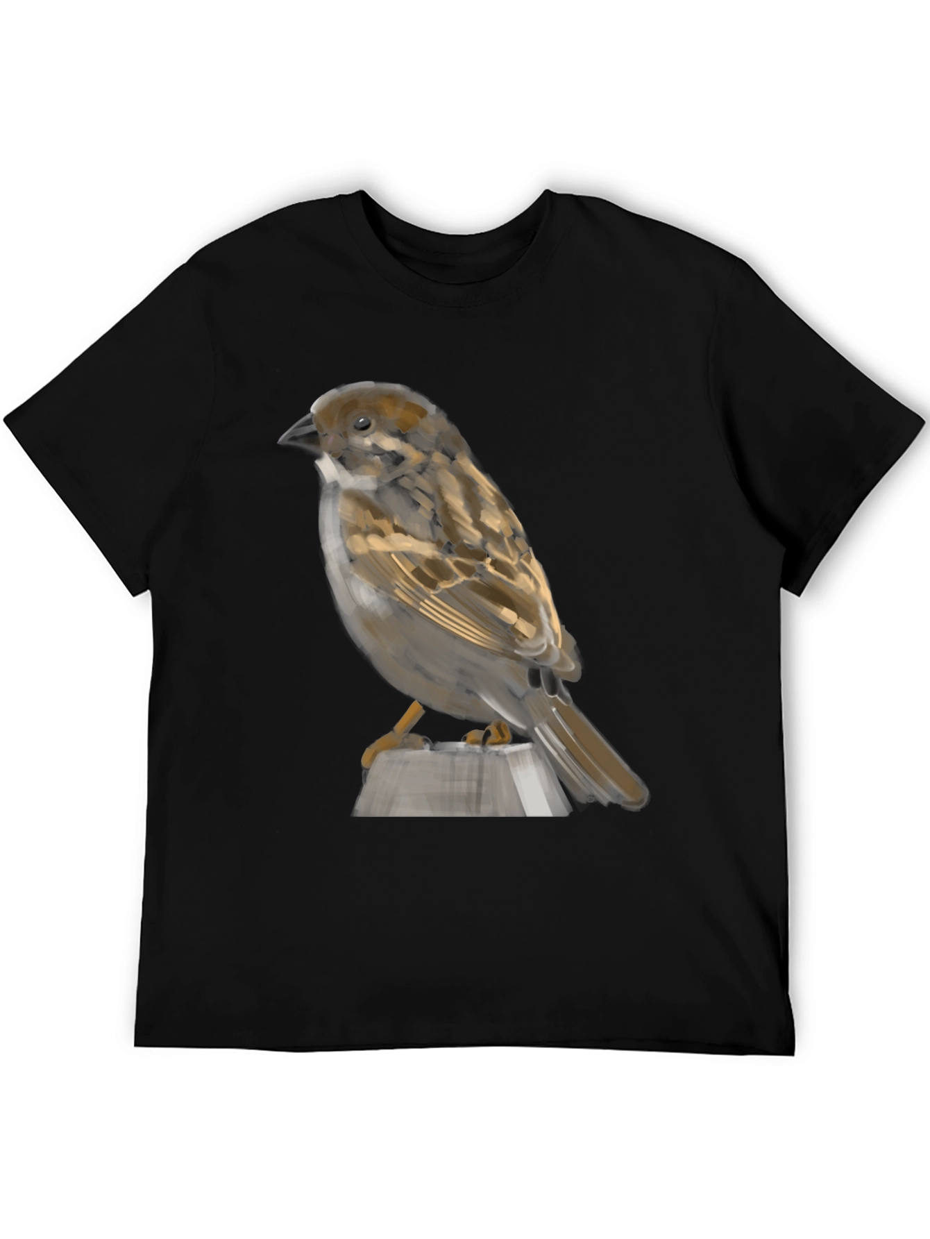 Sparrow Graphic Print Black T-Shirt