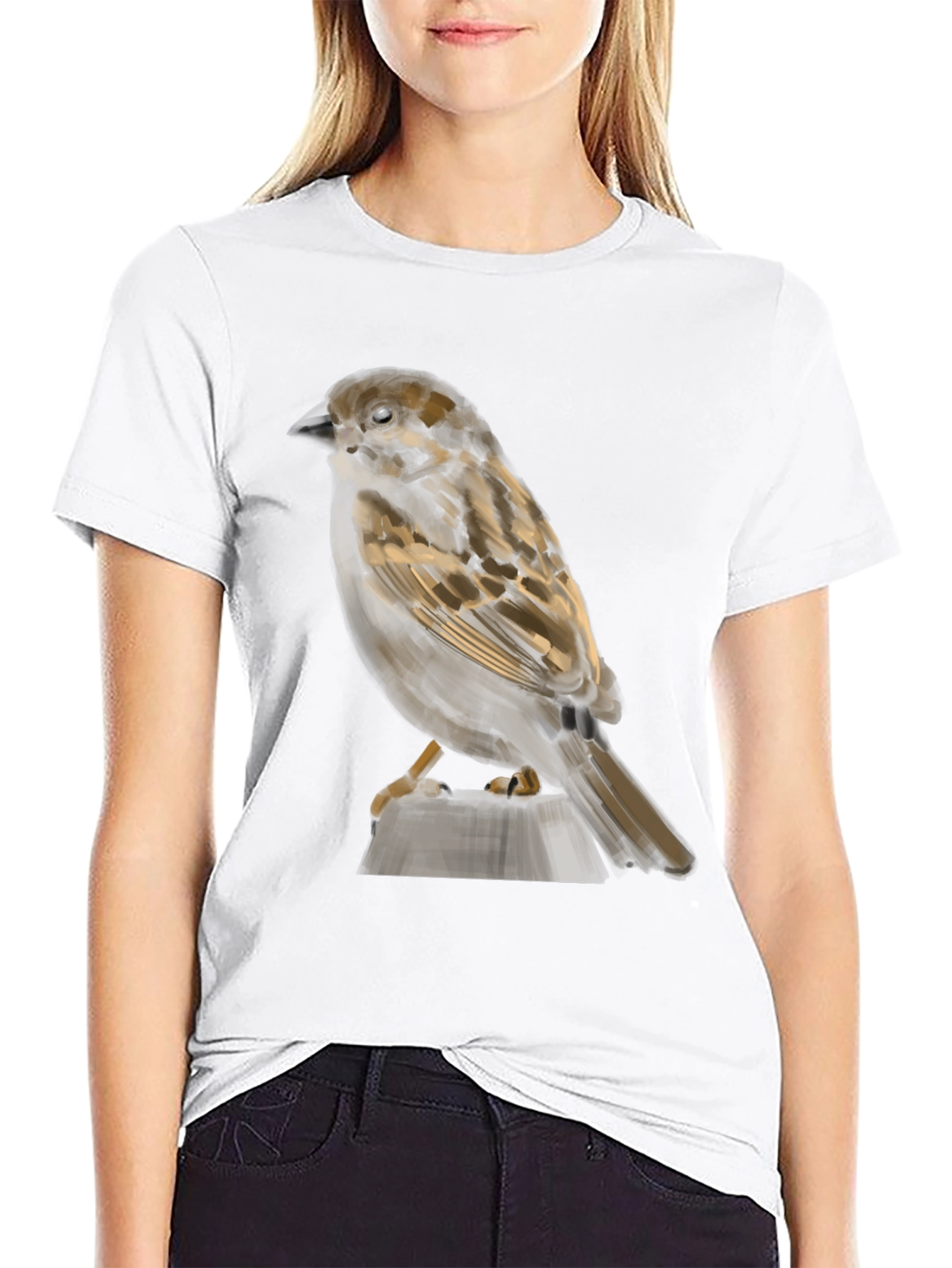 Sparrow Graphic Print Black T-Shirt