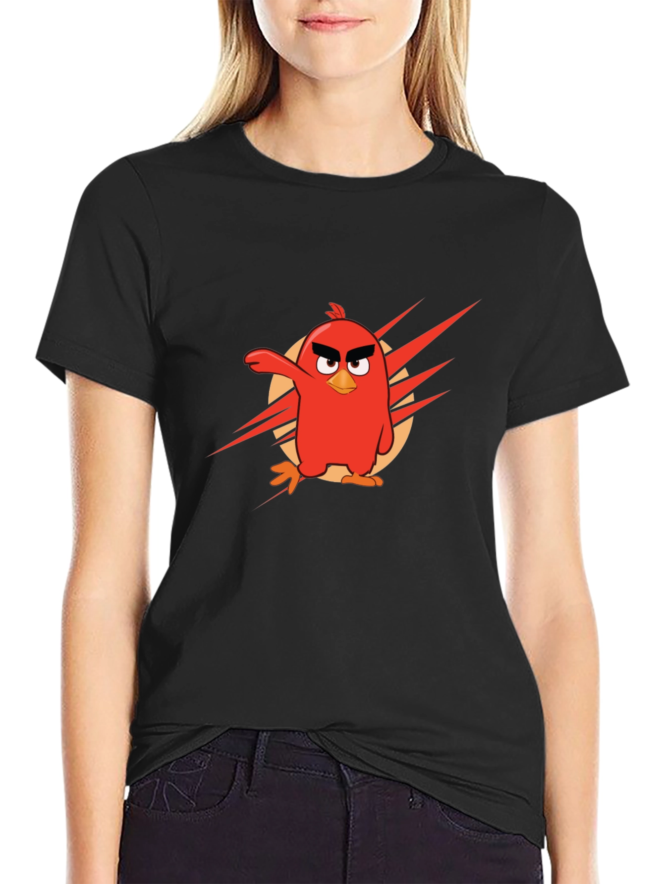 Angry Birds Red Character Black T-Shirt