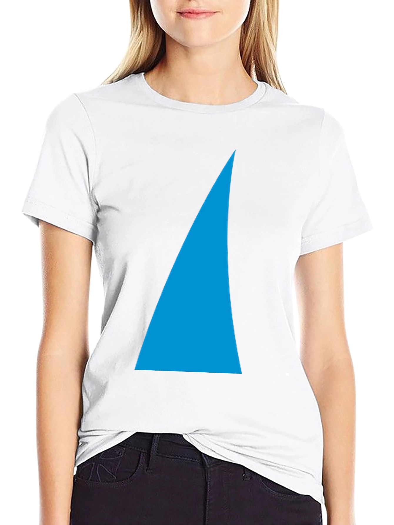 Black Tee with Blue Shark Fin Design