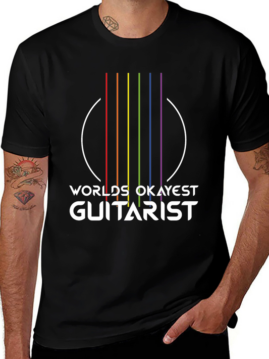 Worlds Okayest Guitarist T-Shirt - Rainbow Graphic Tee