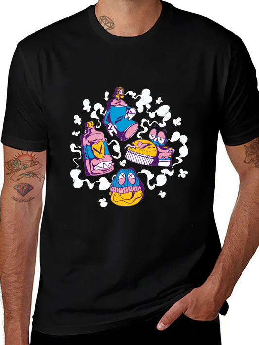 Cartoon Graffiti Black T-Shirt