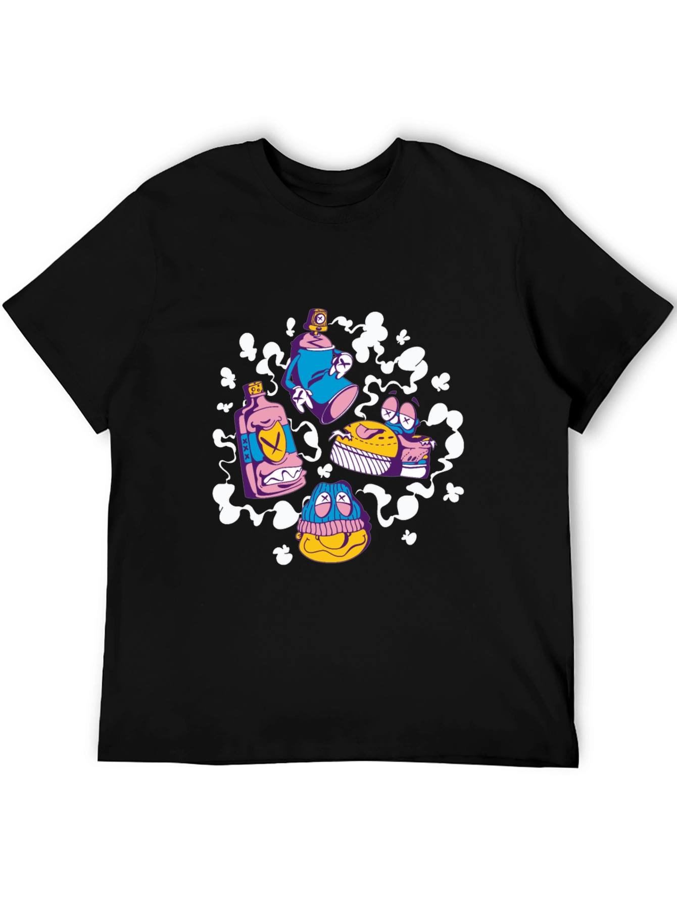 Cartoon Graffiti Black T-Shirt