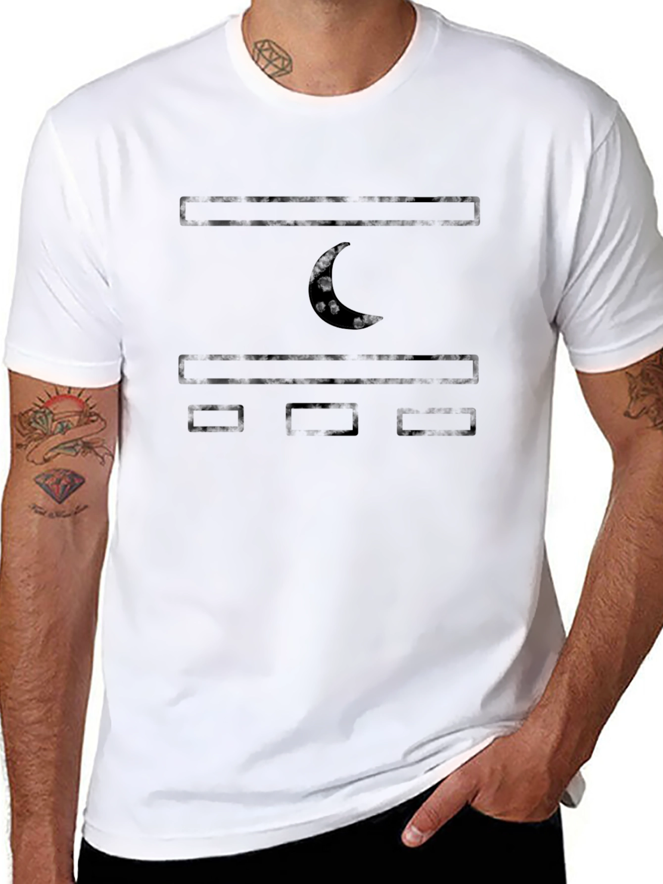 Black Graphic Tee - Crescent Moon