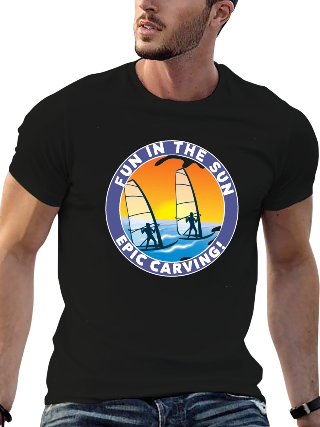 Fun in the Sun Windsurfing Graphic T-Shirt