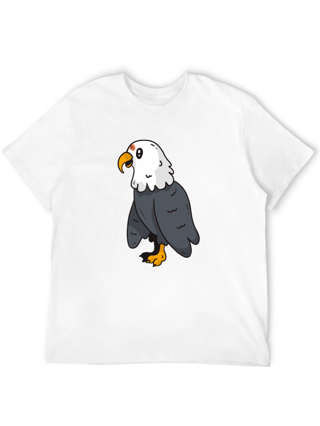 Cartoon Eagle Graphic Tee - Black Cotton Blend