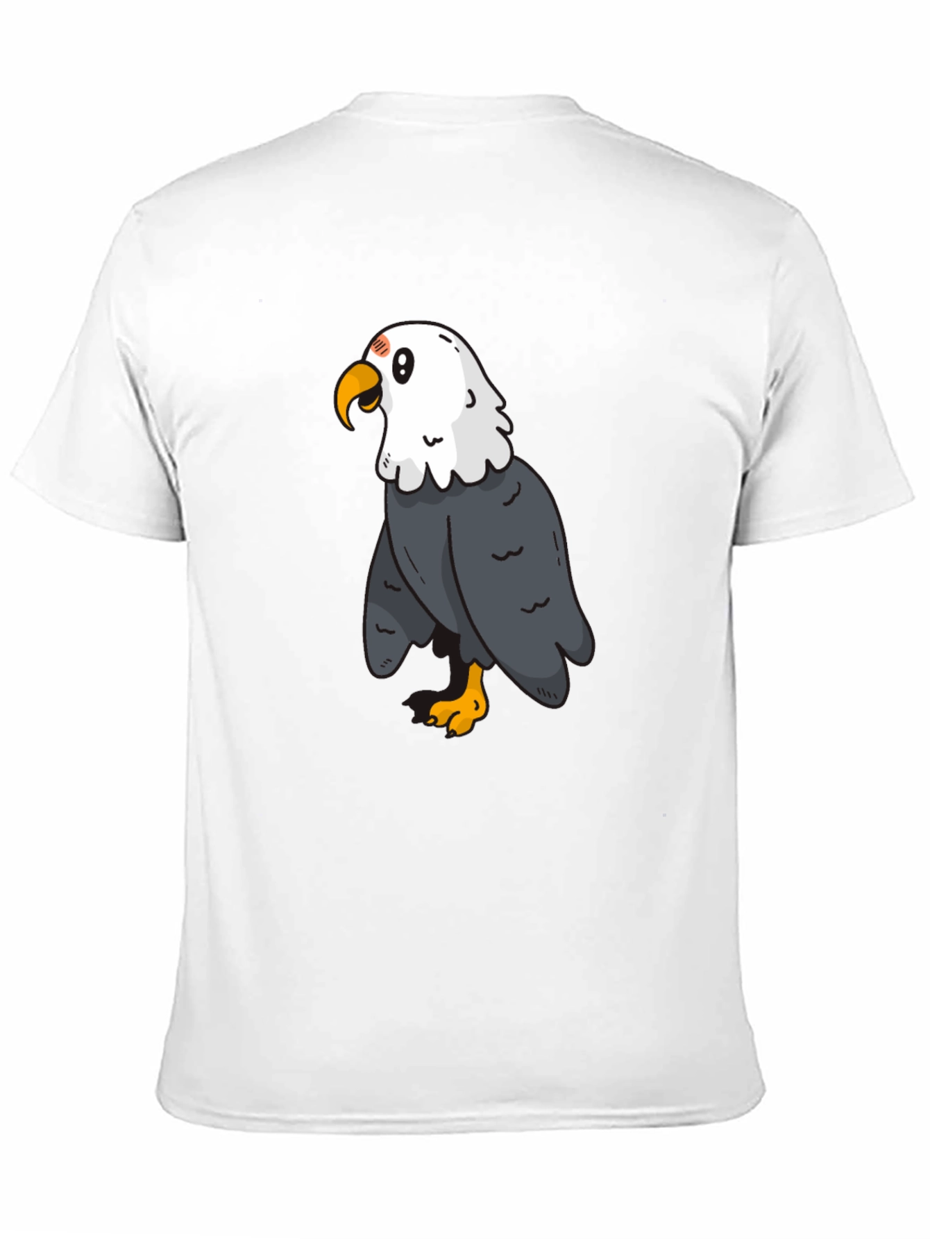 Cartoon Eagle Graphic Tee - Black Cotton Blend