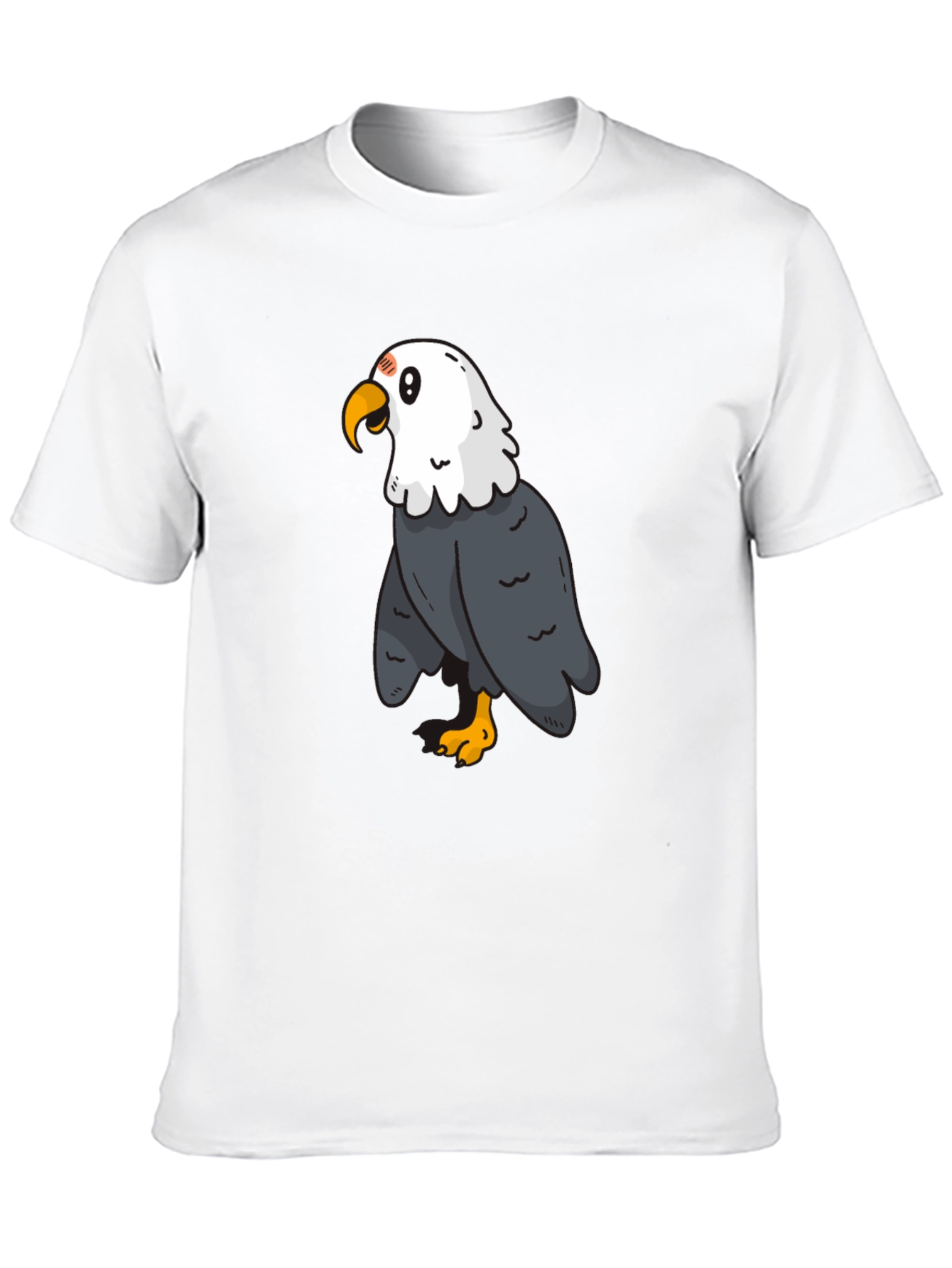 Cartoon Eagle Graphic Tee - Black Cotton Blend