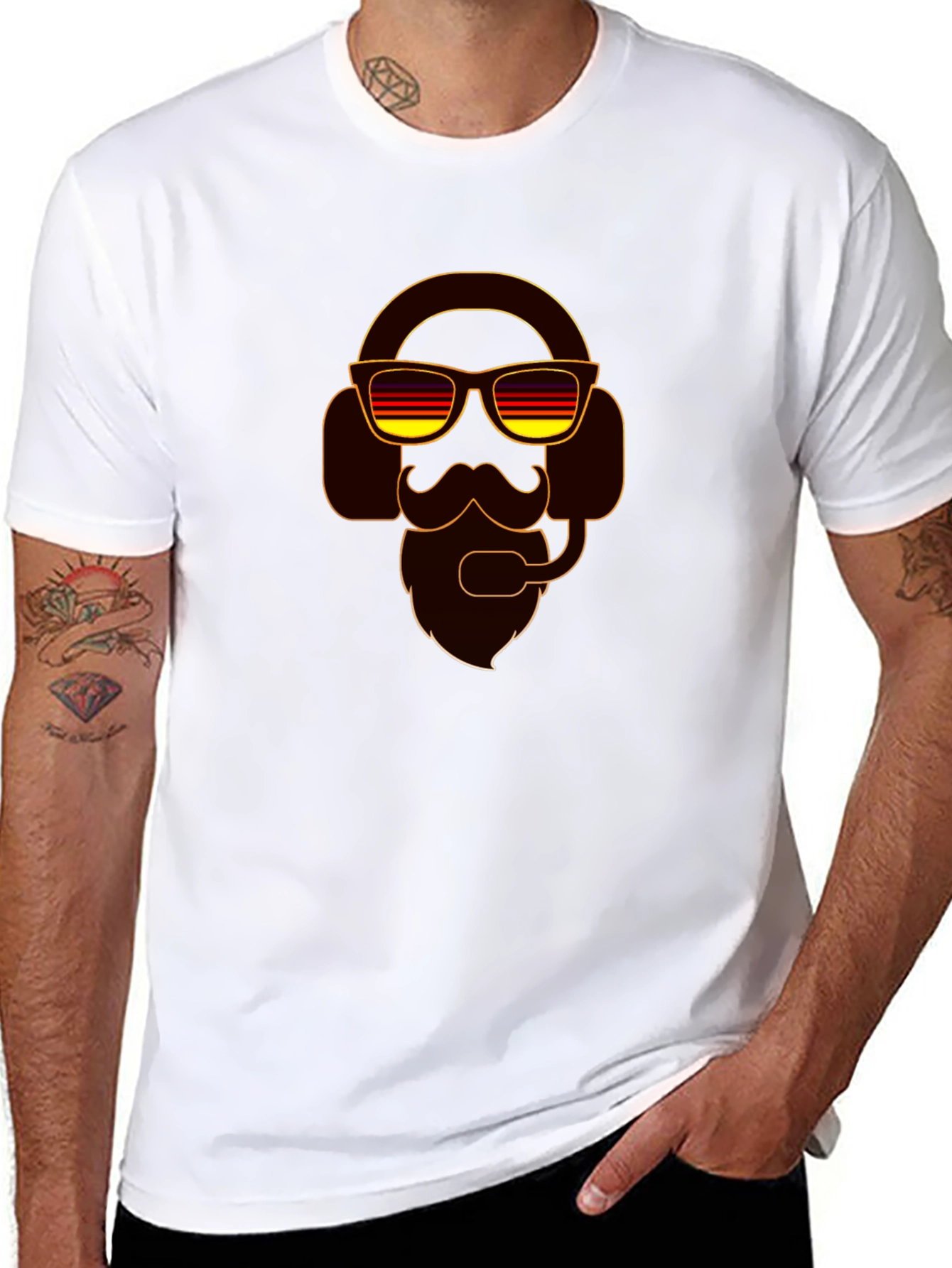 Retro Gamer T-Shirt - Bearded Headset Design