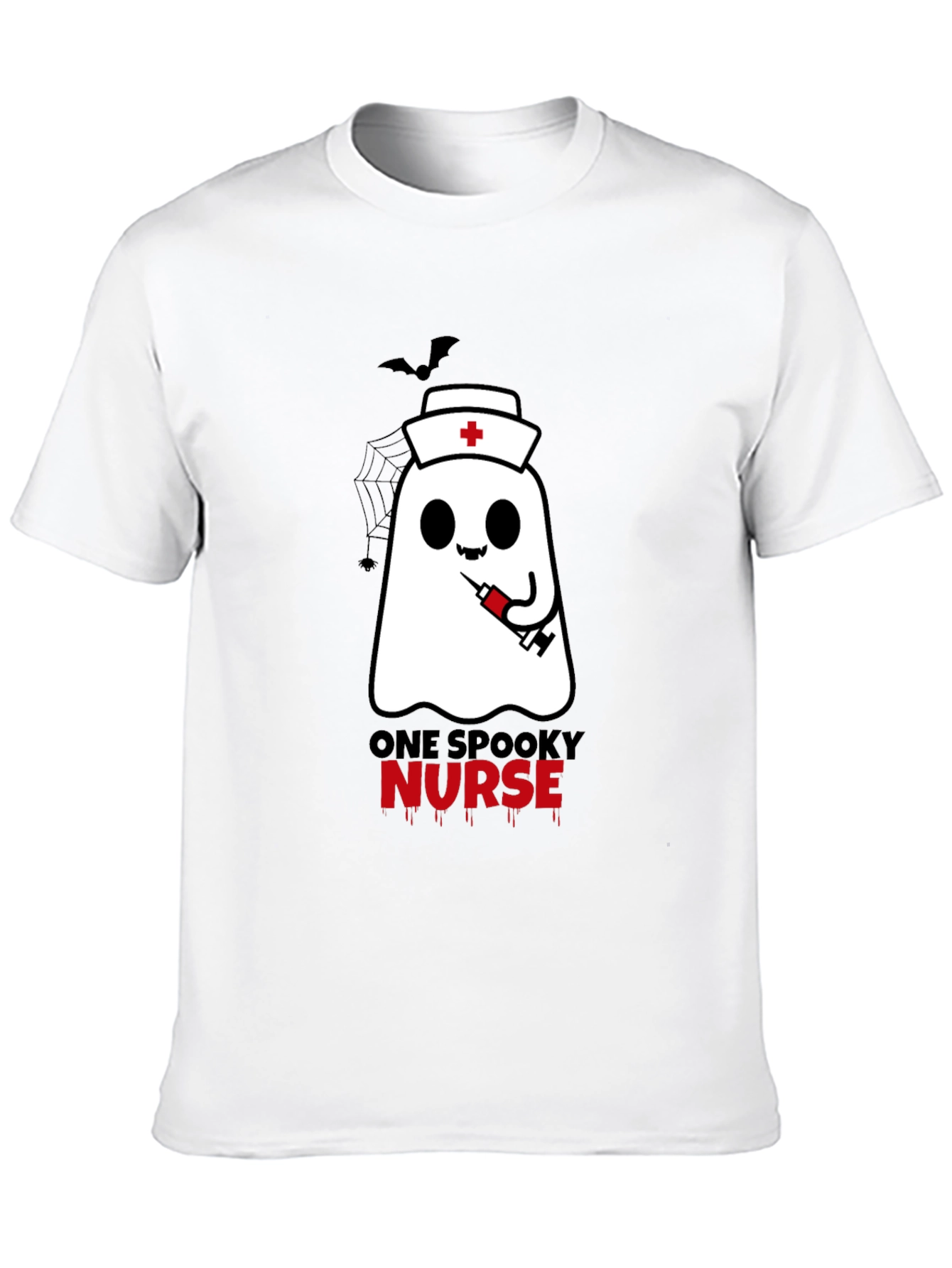 Spooky Nurse Halloween T-Shirt - Ghost with Syringe