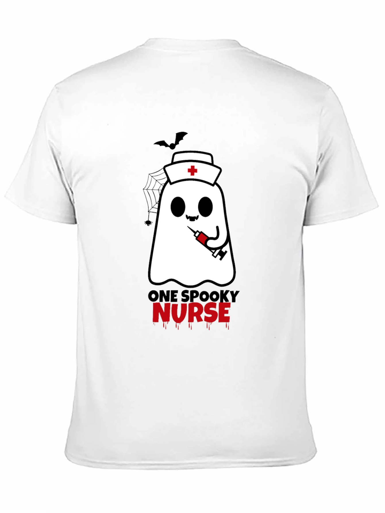 Spooky Nurse Halloween T-Shirt - Ghost with Syringe