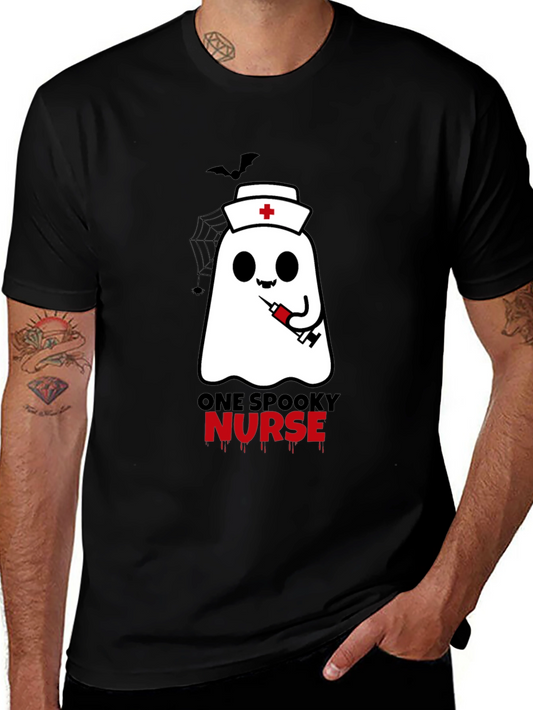 Spooky Nurse Halloween T-Shirt - Ghost with Syringe