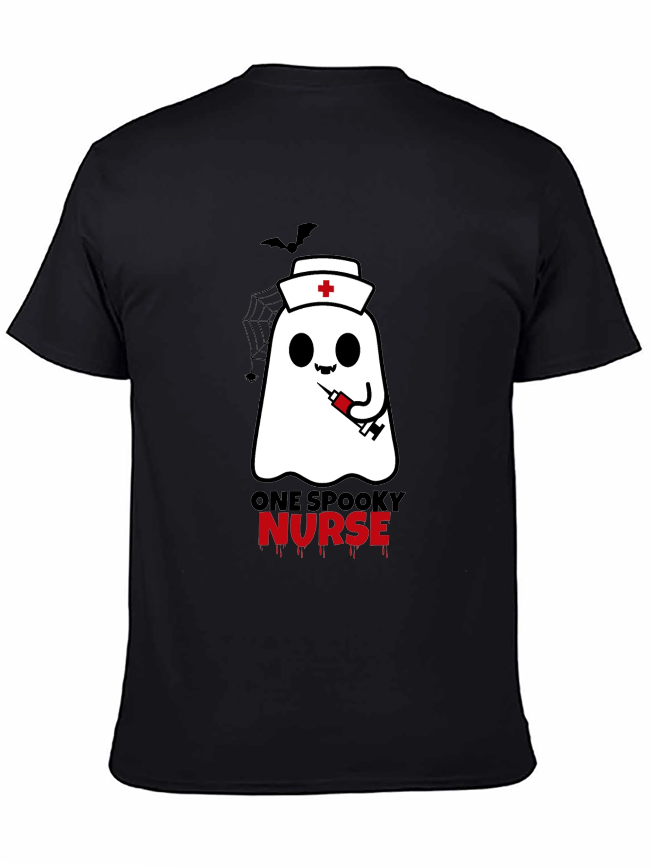Spooky Nurse Halloween T-Shirt - Ghost with Syringe