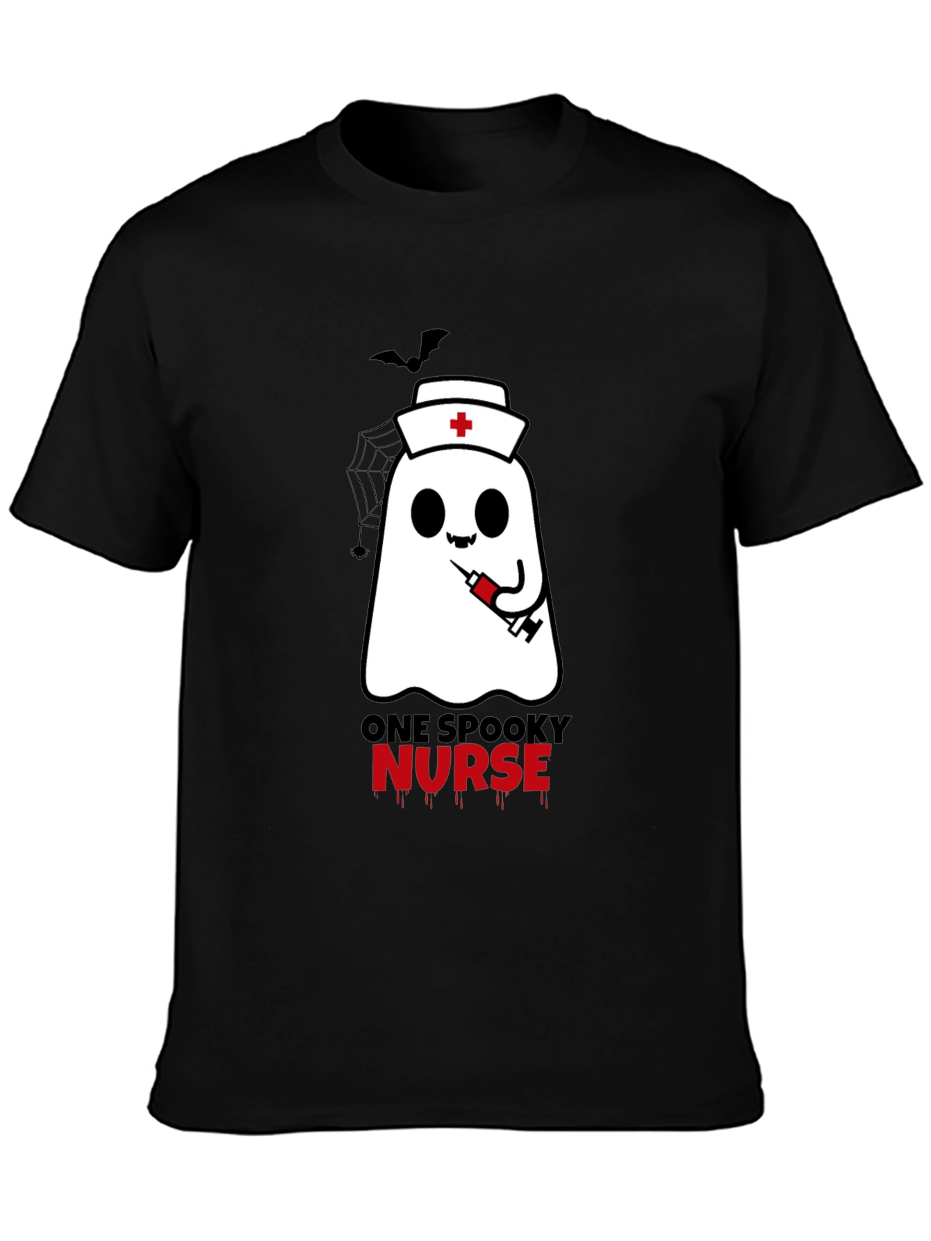 Spooky Nurse Halloween T-Shirt - Ghost with Syringe