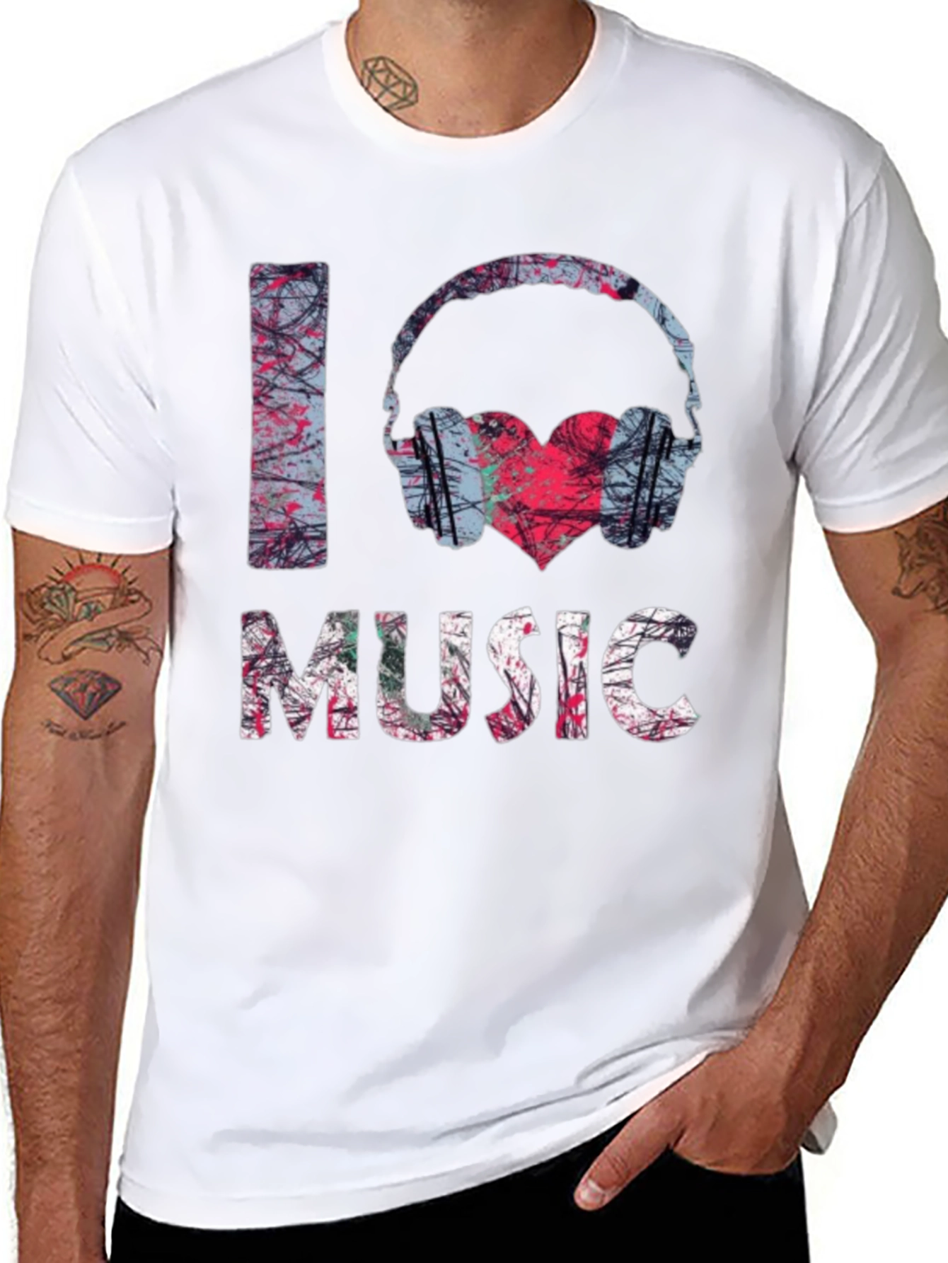 I Love Music Graphic Tee - Black Cotton Shirt