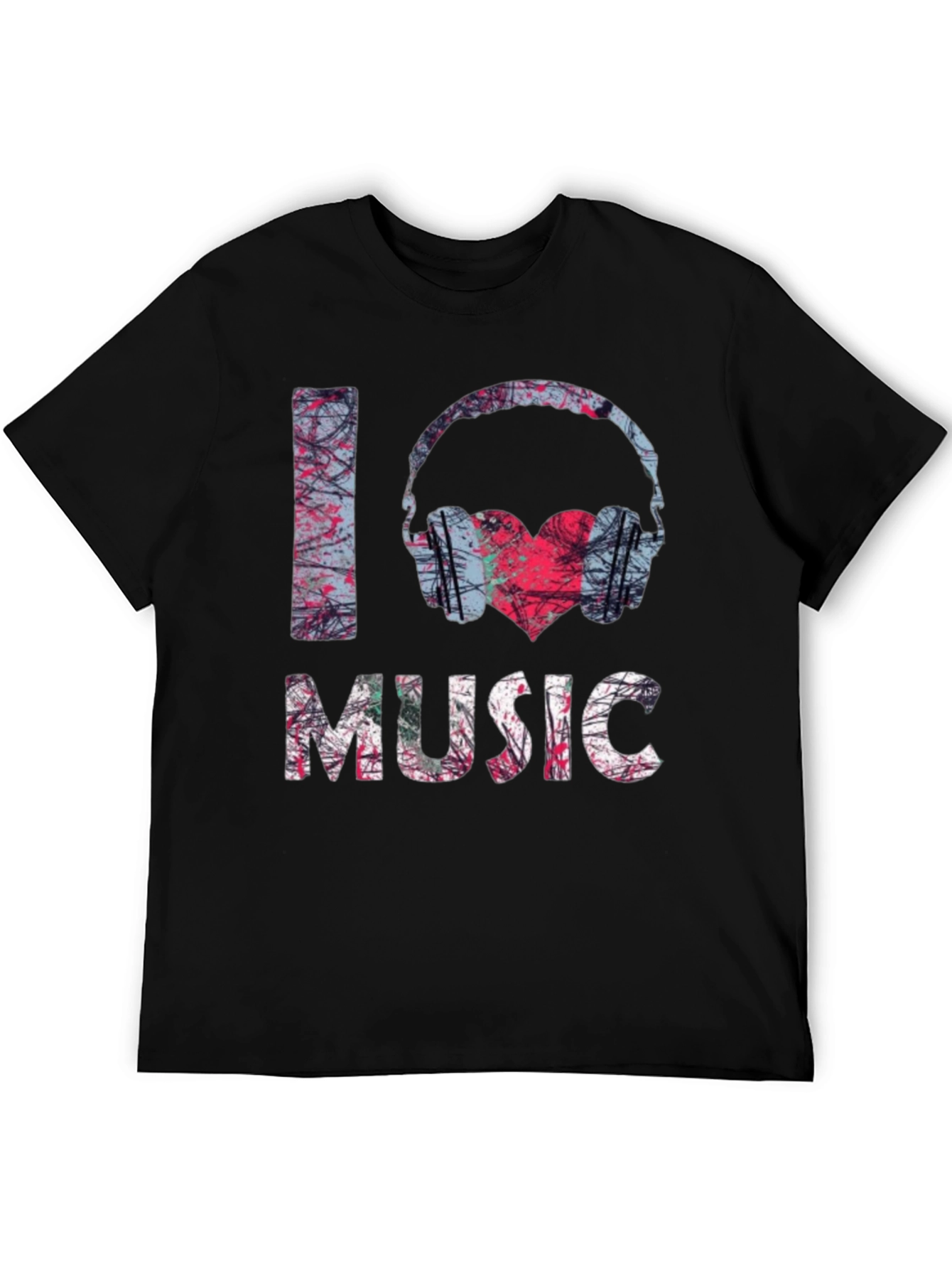 I Love Music Graphic Tee - Black Cotton Shirt
