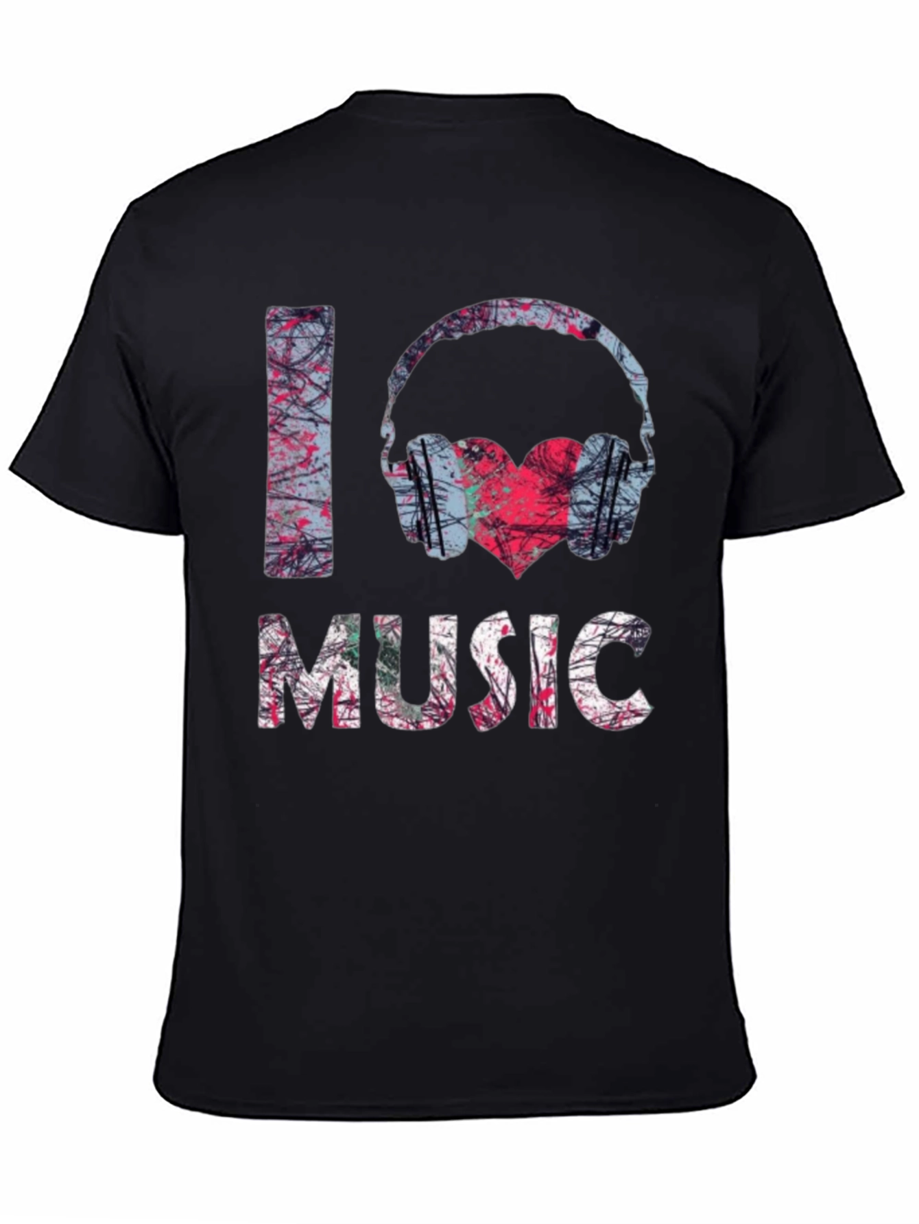 I Love Music Graphic Tee - Black Cotton Shirt