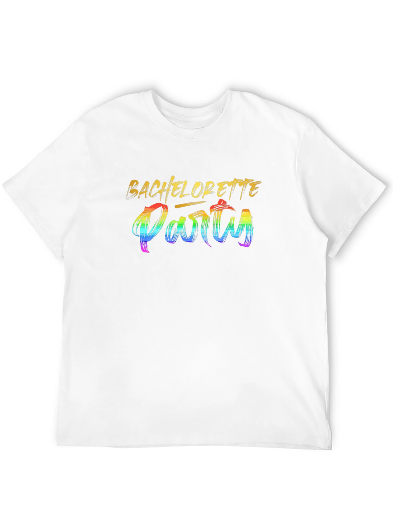 Bachelorette Party Rainbow Text Graphic Tee