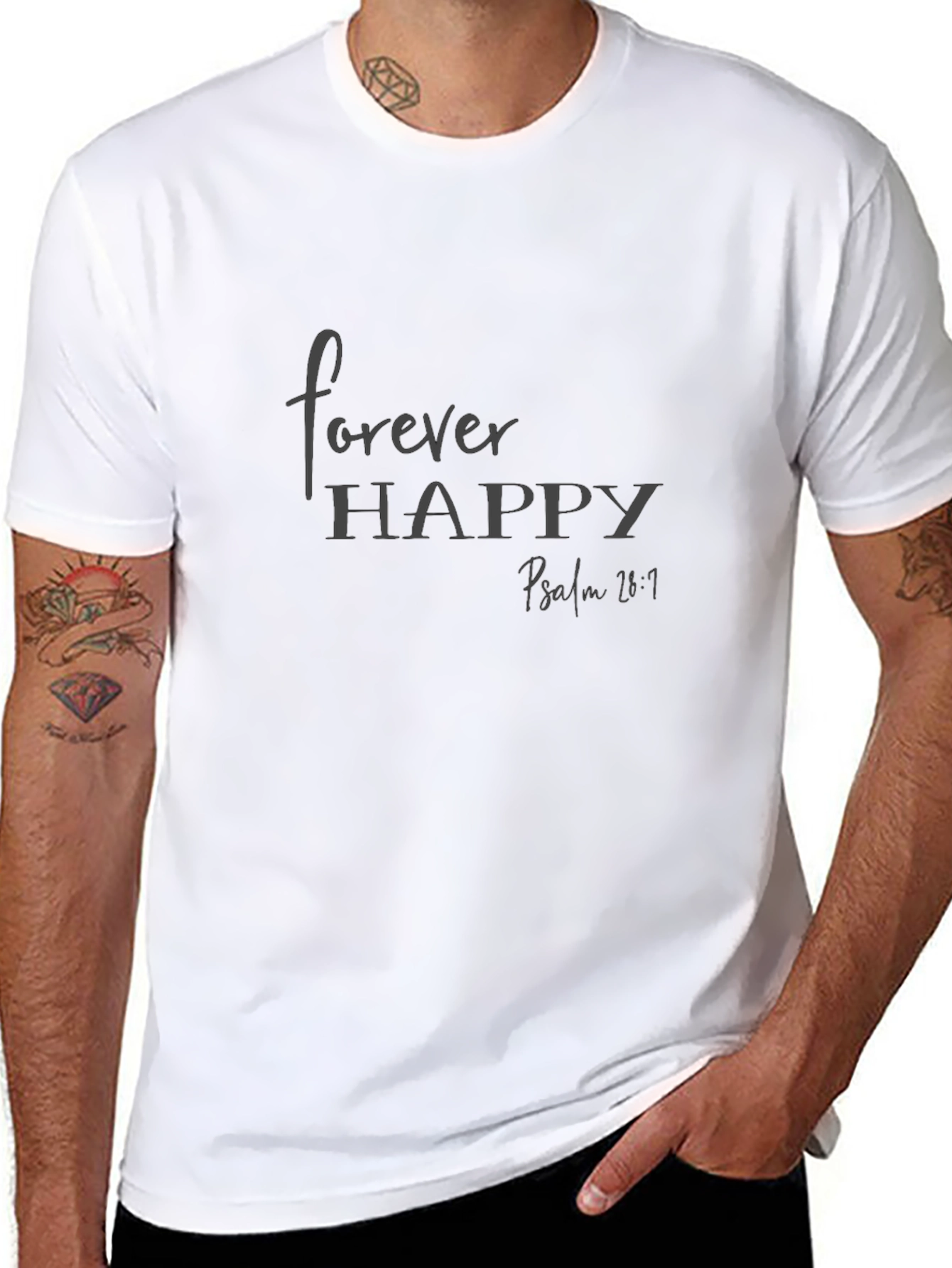 Forever Happy T-Shirt Psalm 28:7 Christian Tee
