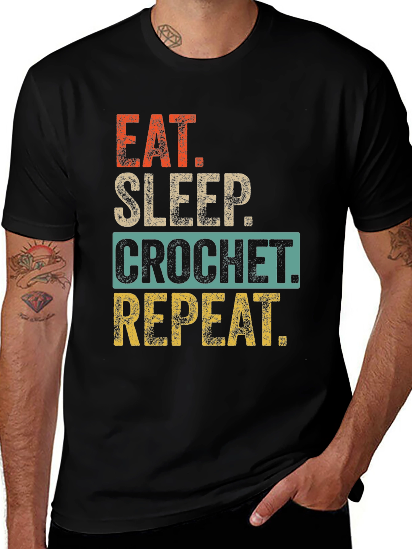Eat Sleep Crochet Repeat Graphic Tee