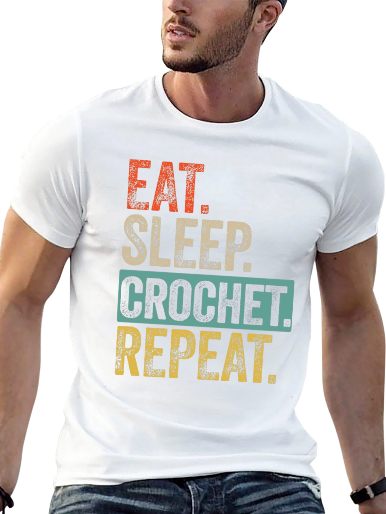 Eat Sleep Crochet Repeat Graphic Tee