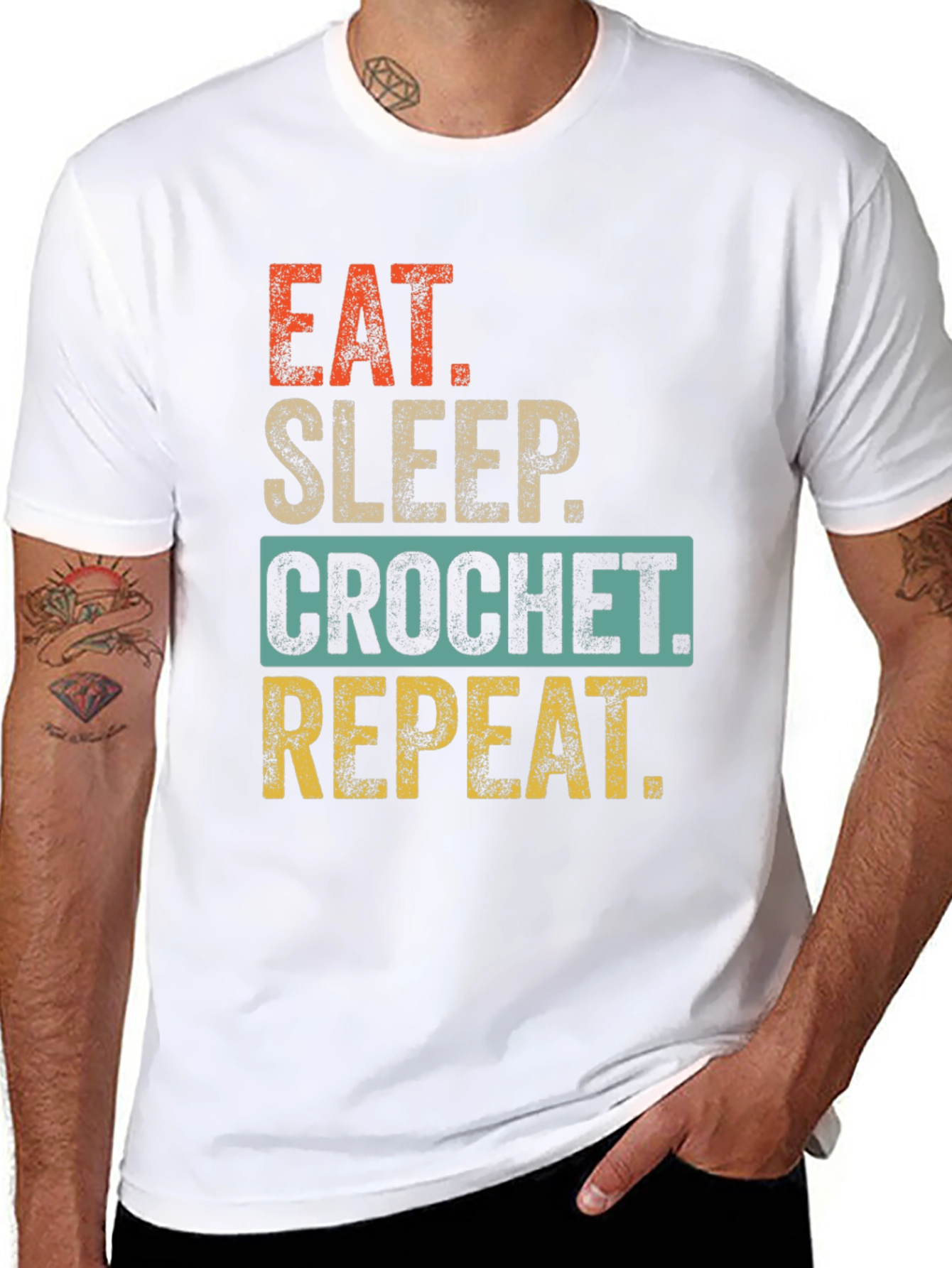 Eat Sleep Crochet Repeat Graphic Tee