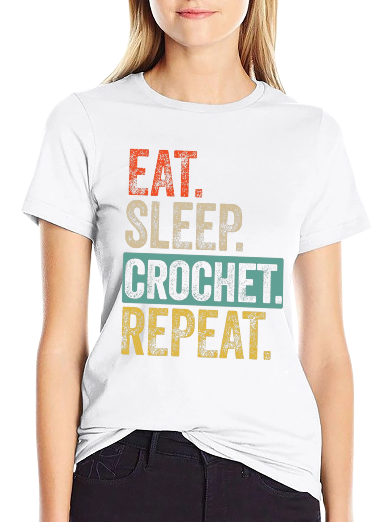 Eat Sleep Crochet Repeat Graphic Tee
