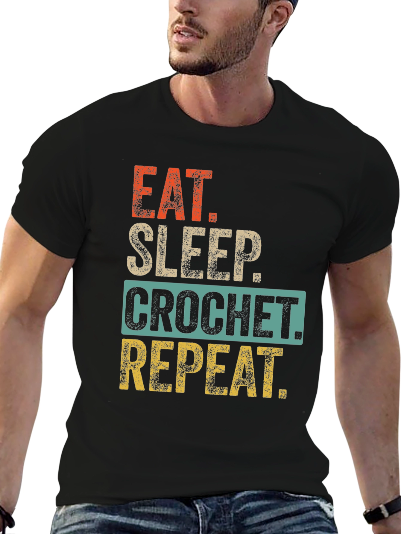 Eat Sleep Crochet Repeat Graphic Tee