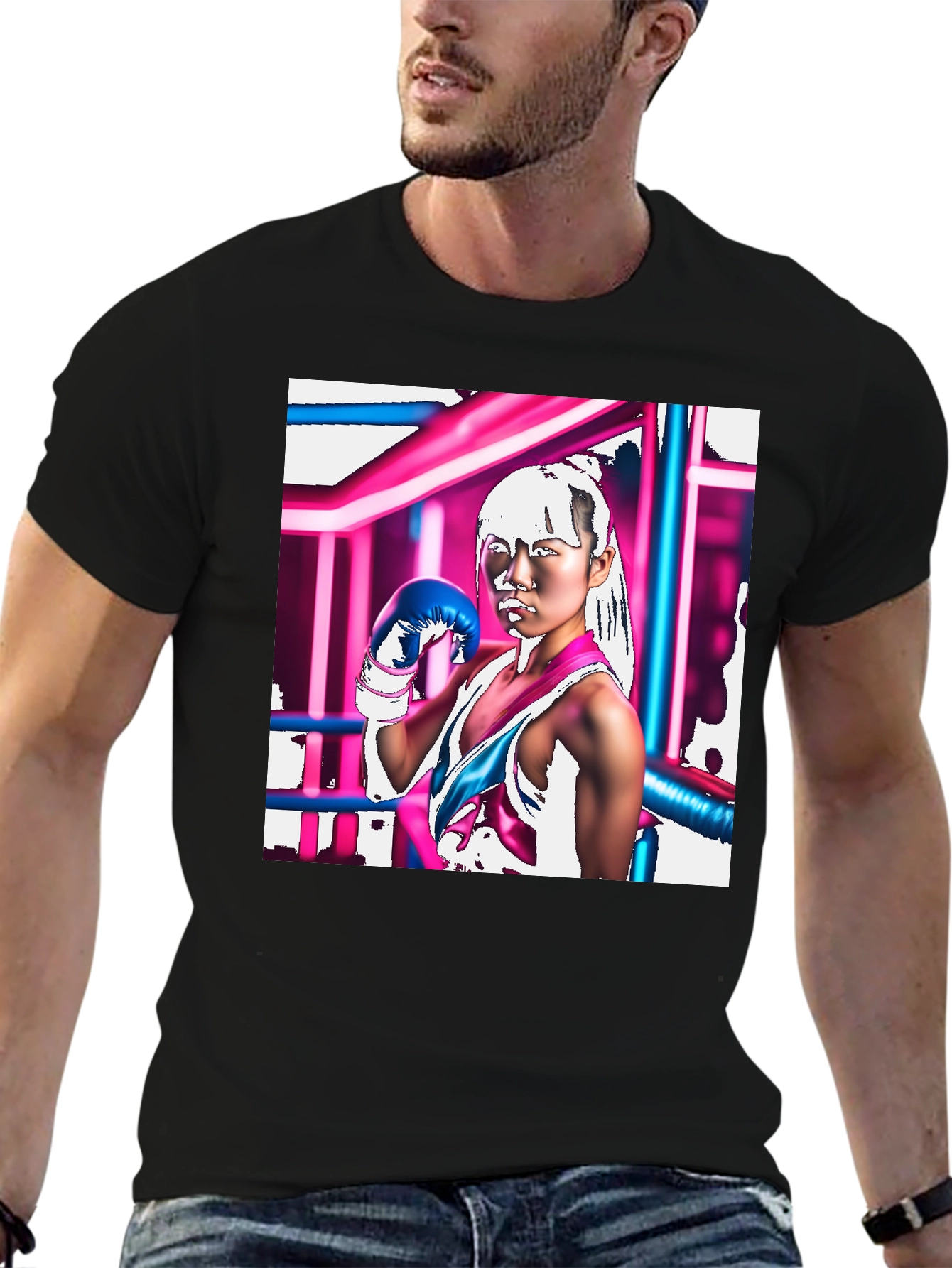 Cyberpunk Boxer Graphic Tee - Black