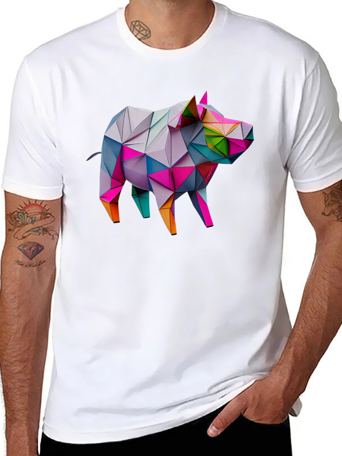 Geometric Pig Tee - Modern Art Shirt