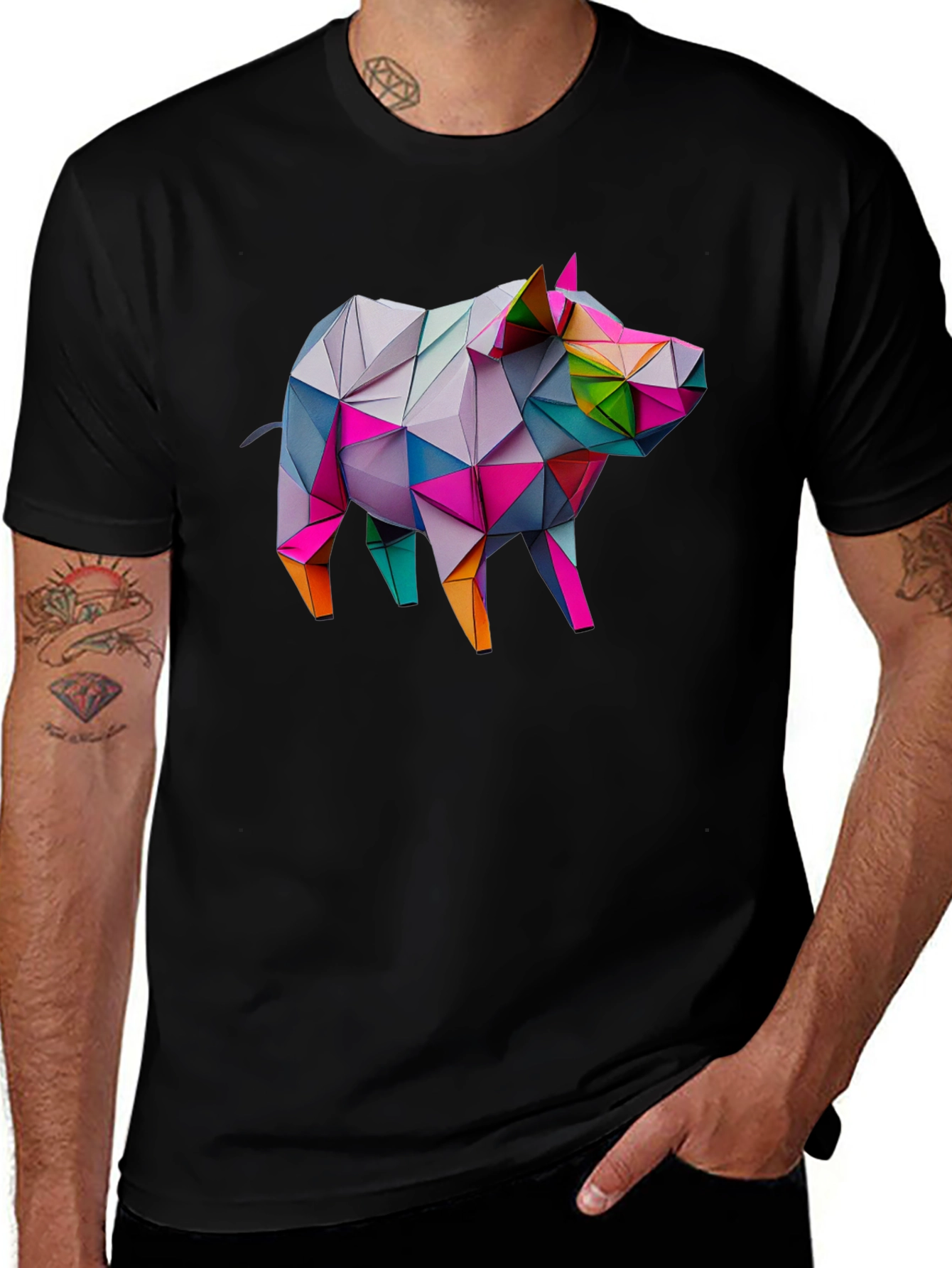 Geometric Pig Tee - Modern Art Shirt
