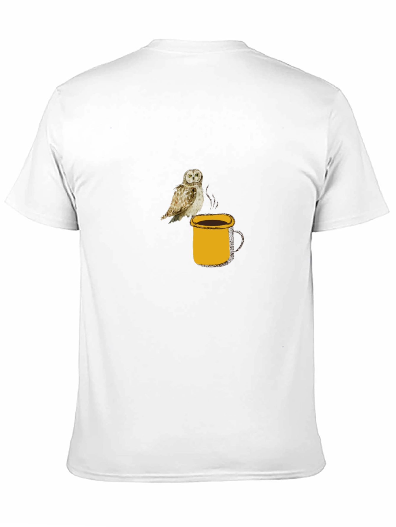 Owl on Coffee Mug Black T-Shirt
