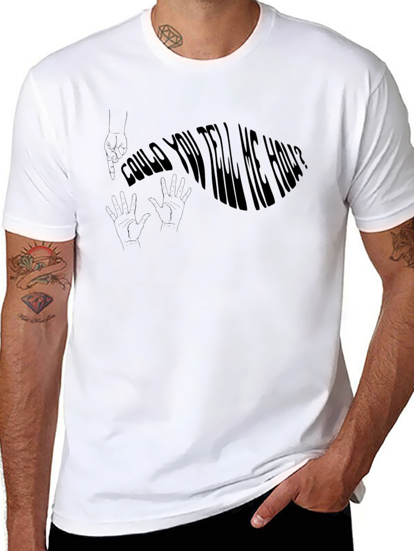 Could You Tell Me How? Mens Black T-Shirt