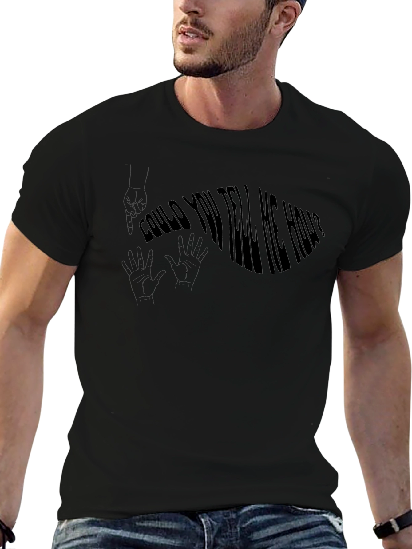 Could You Tell Me How? Mens Black T-Shirt