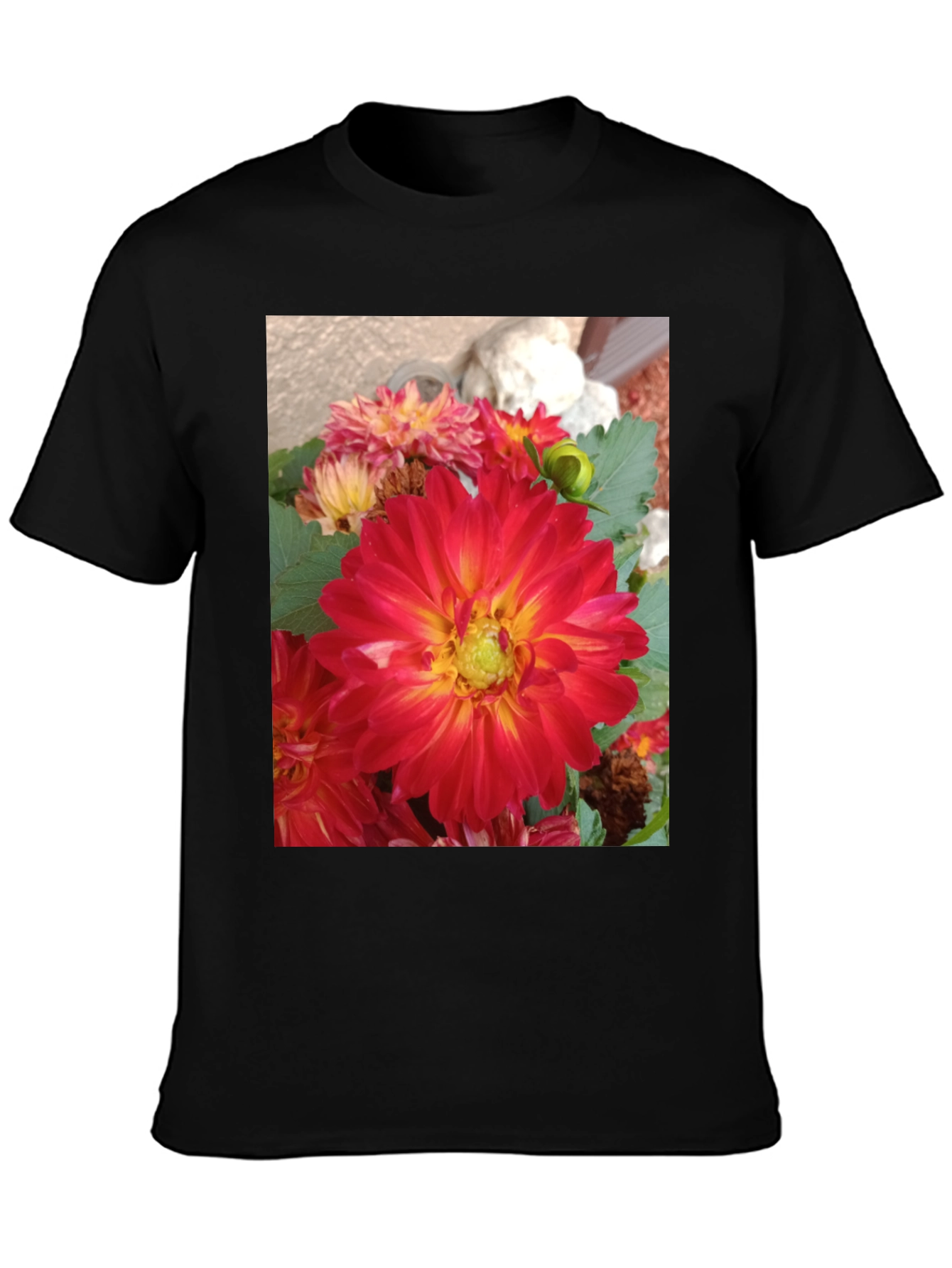 Floral Print Black Tee