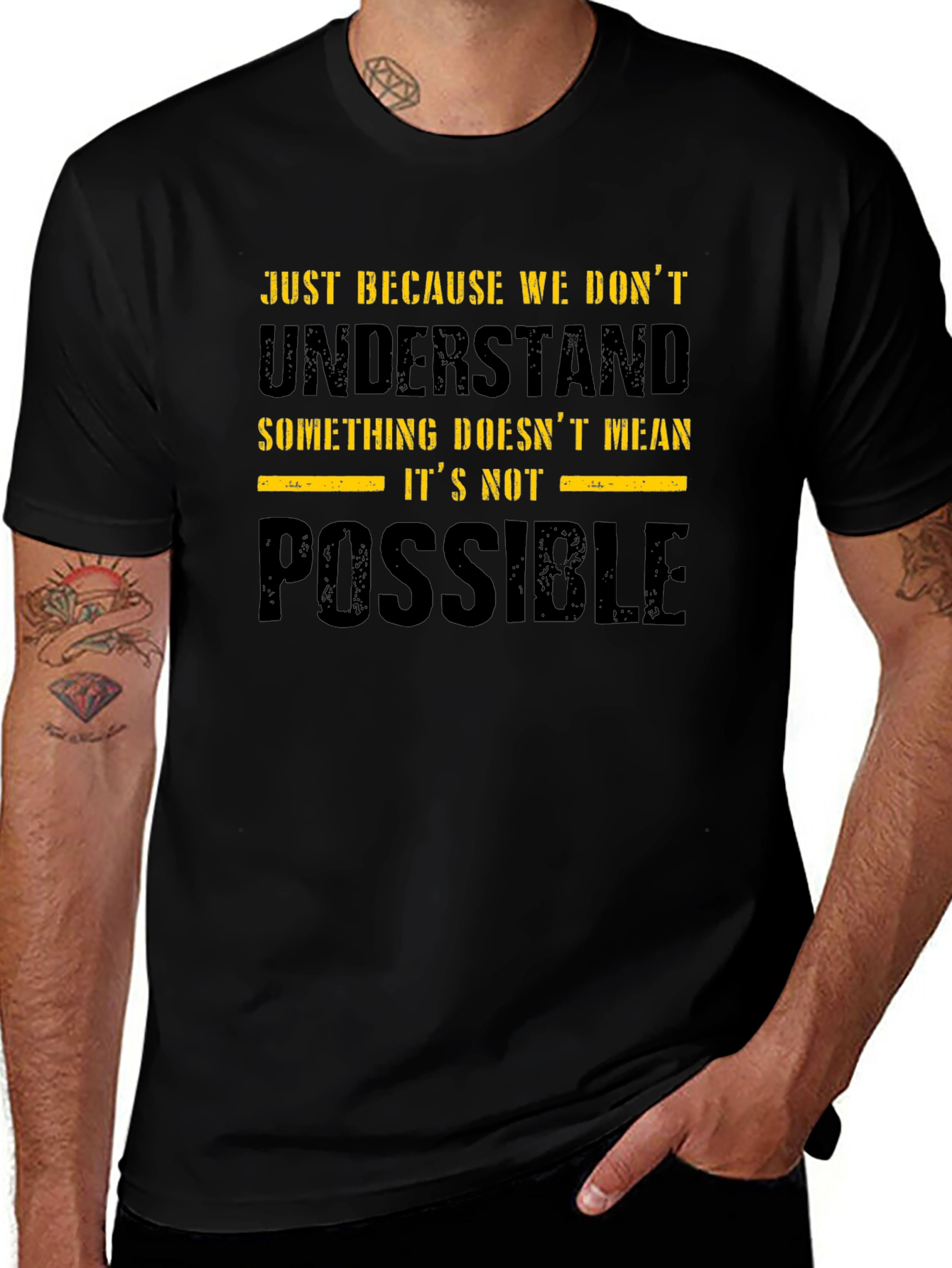 Inspirational Quote Graphic Print Black T-Shirt