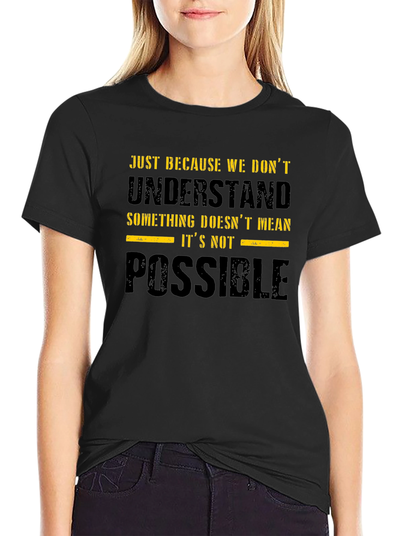 Inspirational Quote Graphic Print Black T-Shirt