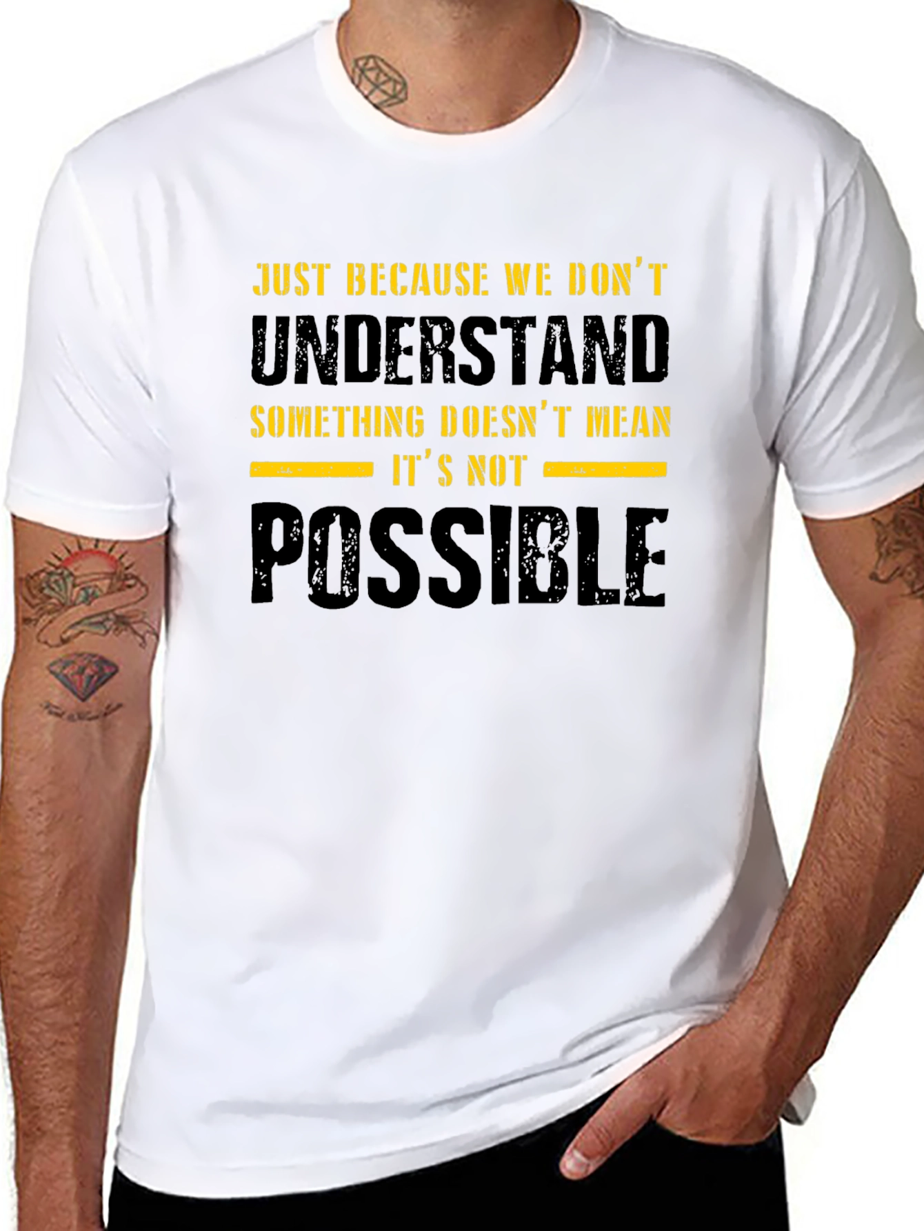 Inspirational Quote Graphic Print Black T-Shirt