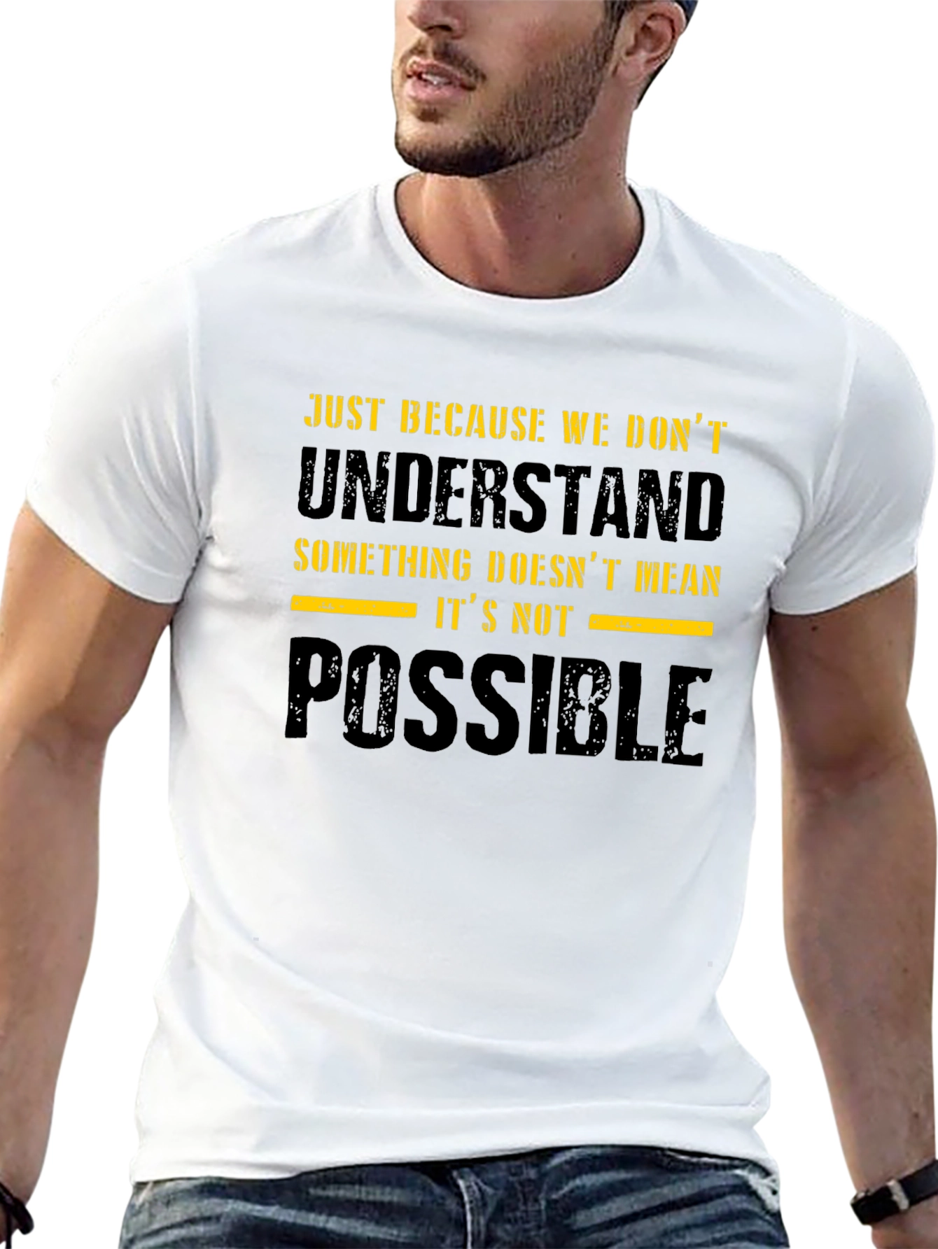 Inspirational Quote Graphic Print Black T-Shirt