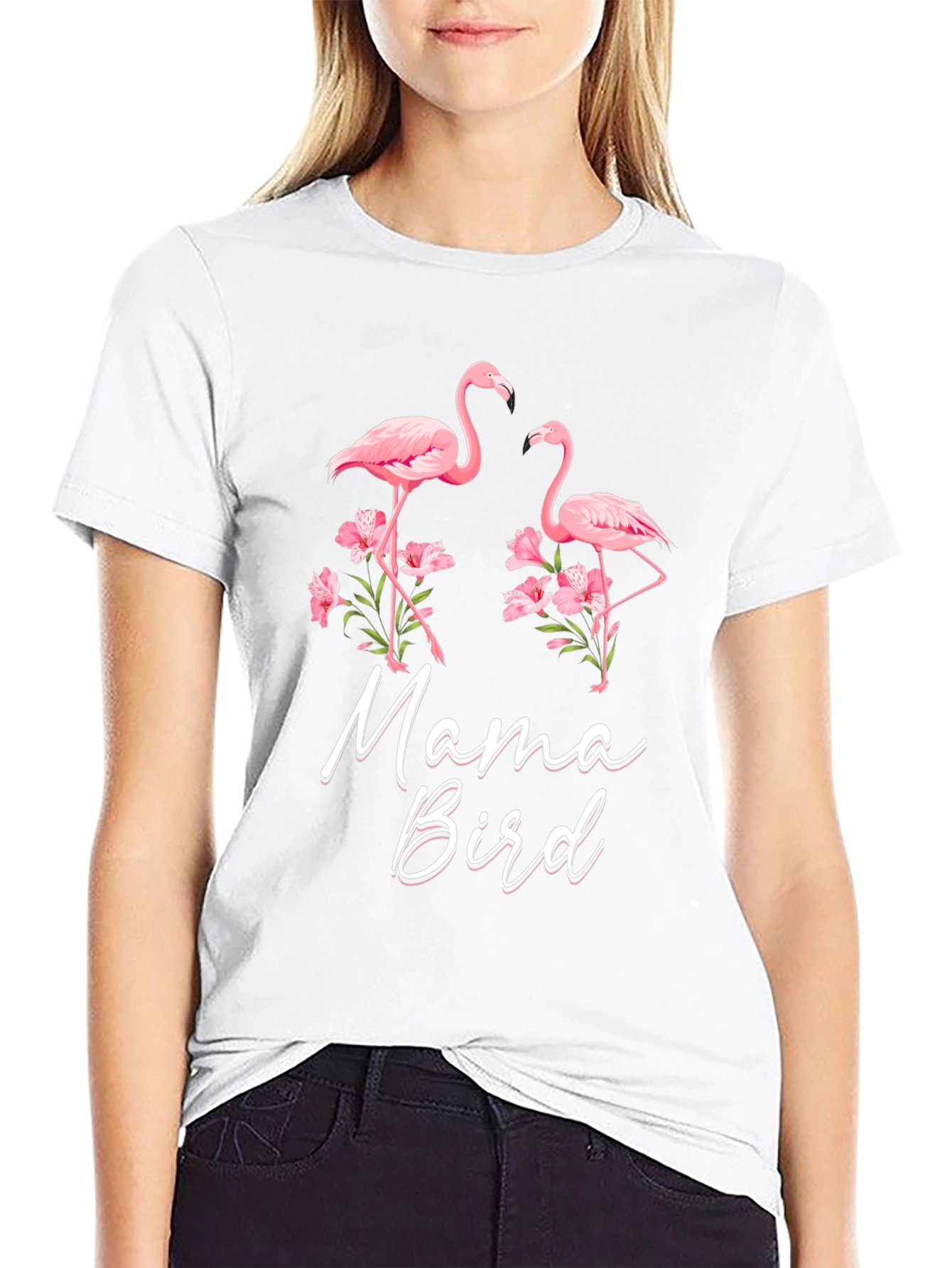 Mama Bird Flamingo Graphic Tee