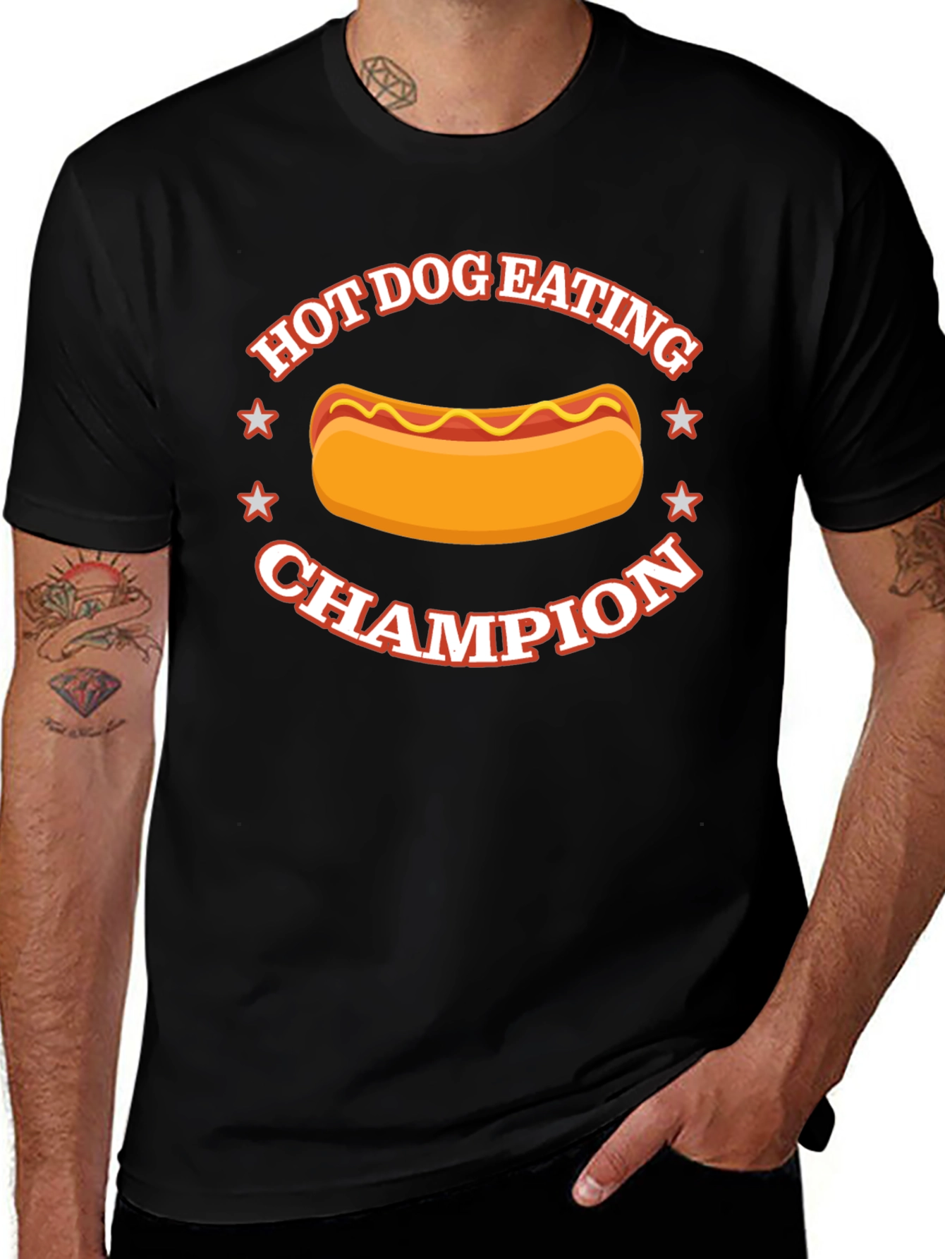 Hot Dog Eating Champion Black T-Shirt
