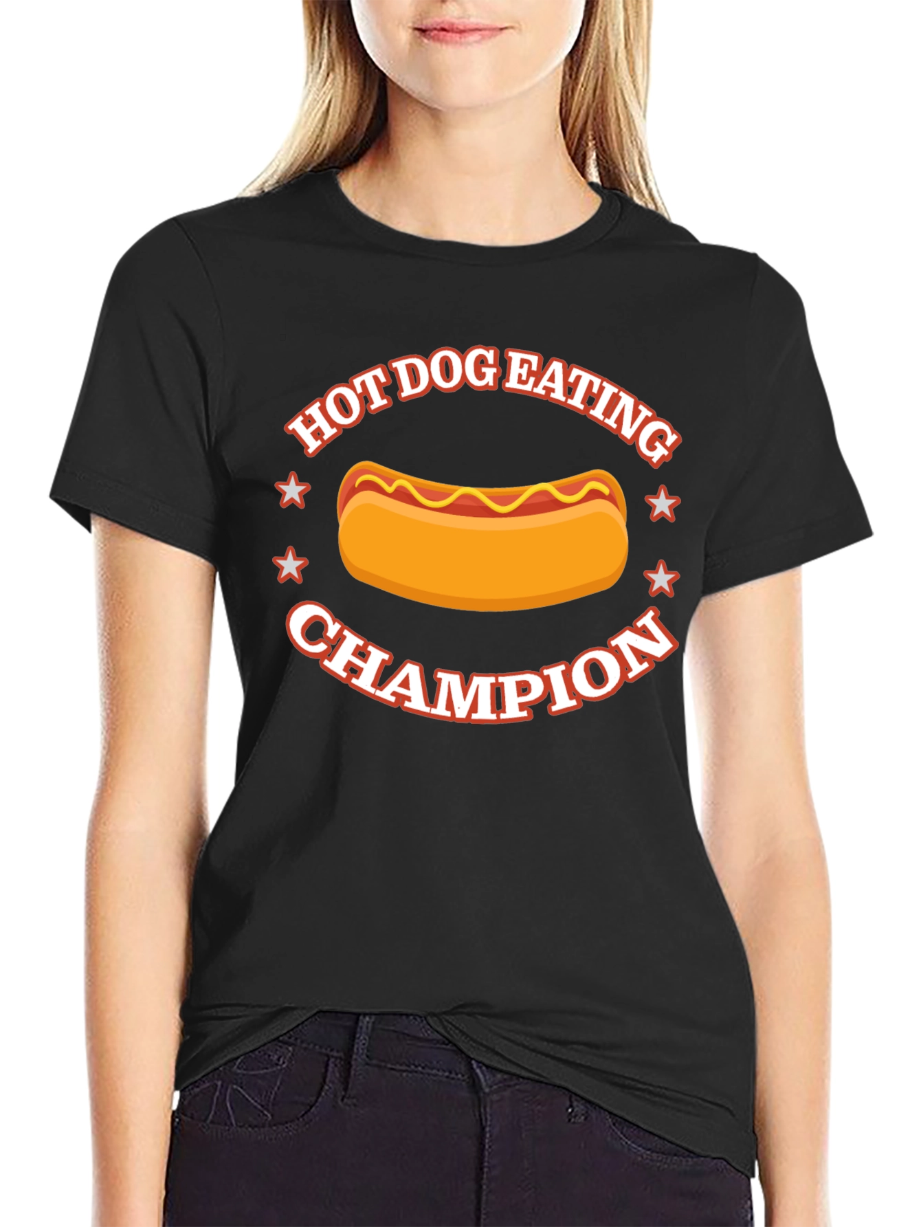 Hot Dog Eating Champion Black T-Shirt