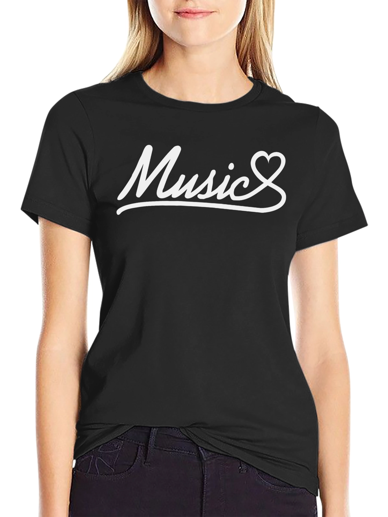 Music Heartbeat T-Shirt - Black Cotton Tee