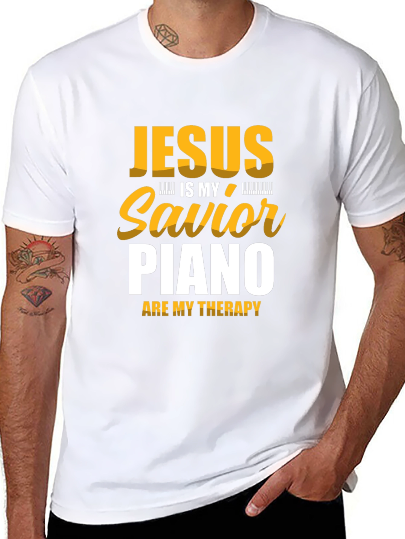 Jesus is My Savior Piano Therapy Black T-Shirt