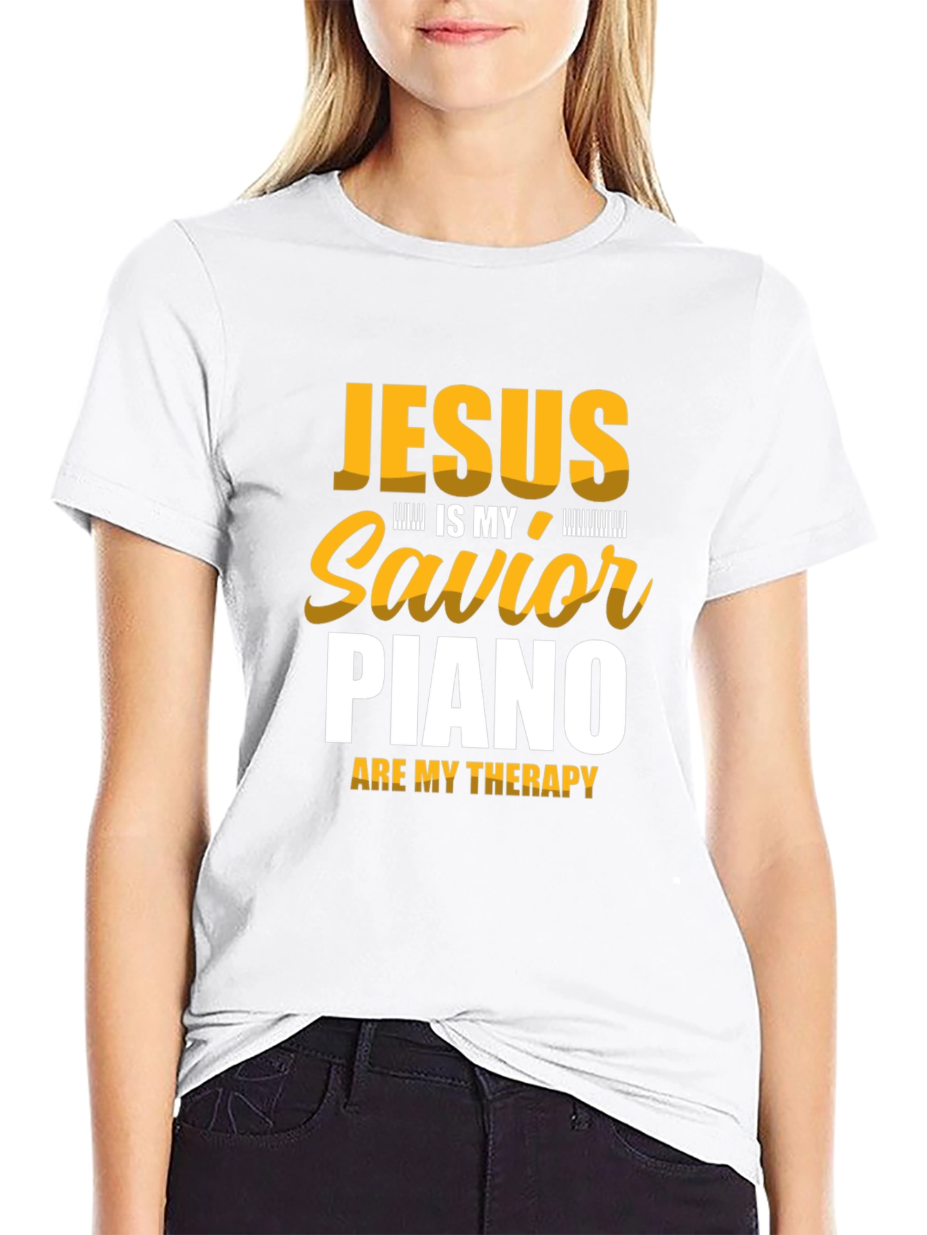 Jesus is My Savior Piano Therapy Black T-Shirt
