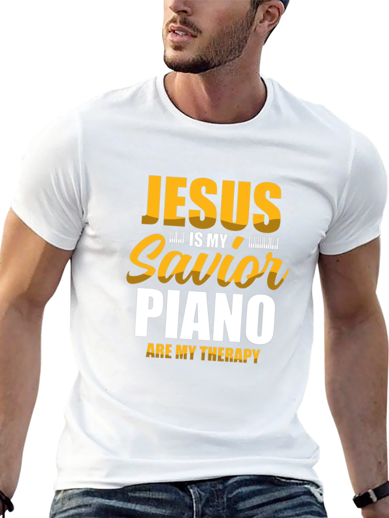 Jesus is My Savior Piano Therapy Black T-Shirt