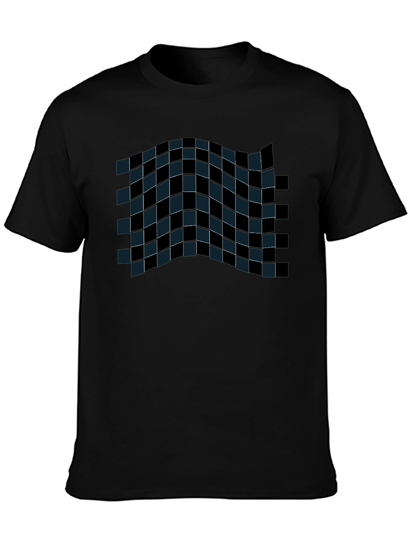 Checkered Wave Tee - Stylish Graphic T-Shirt