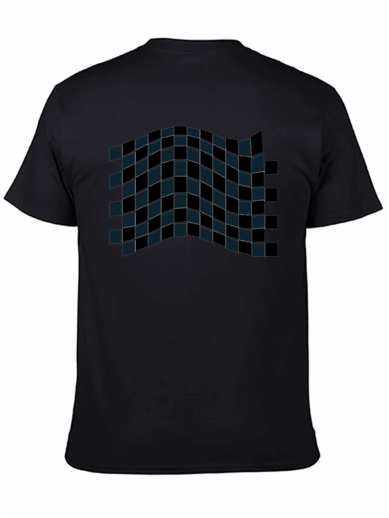 Checkered Wave Tee - Stylish Graphic T-Shirt